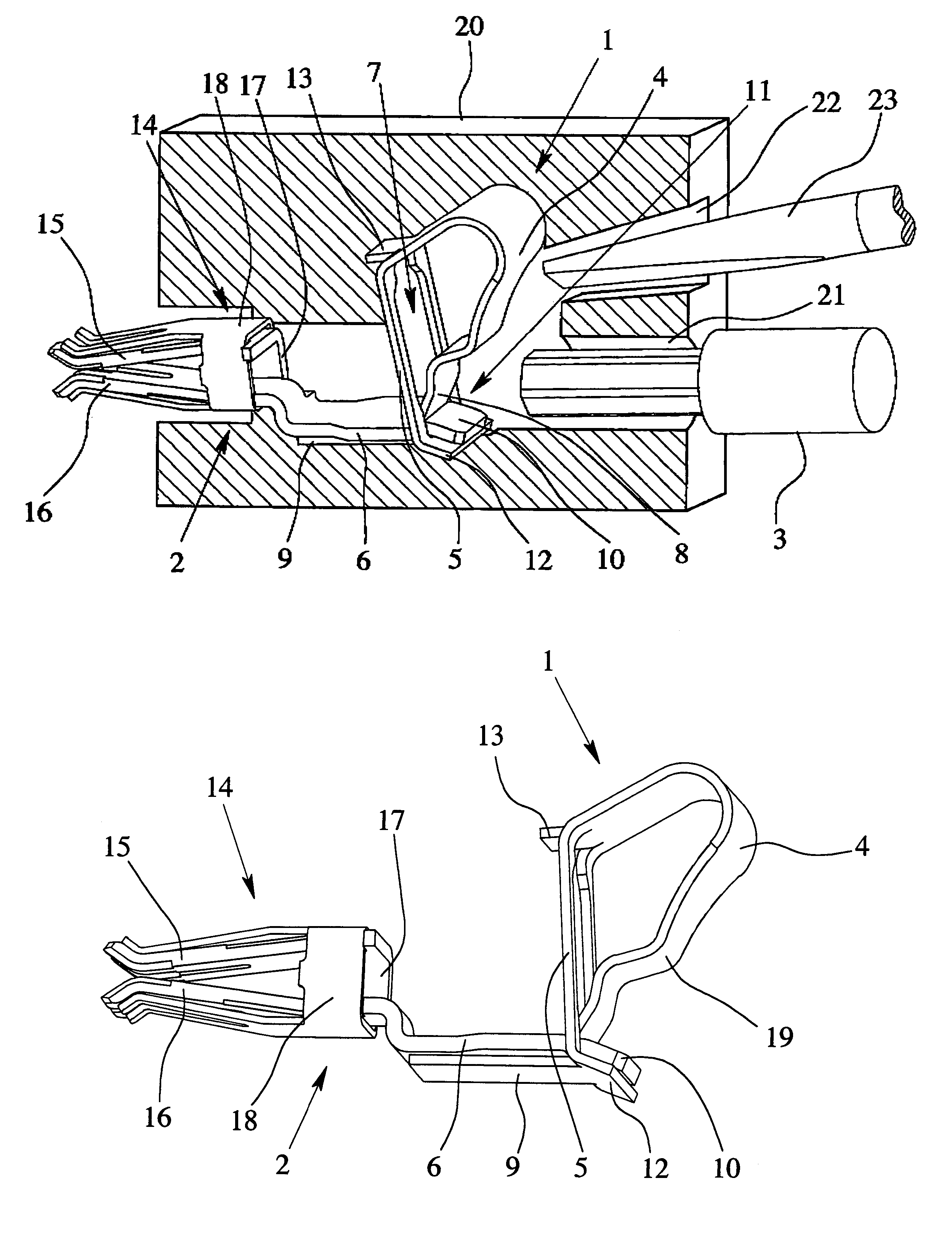 Electrical supply or connecting terminal