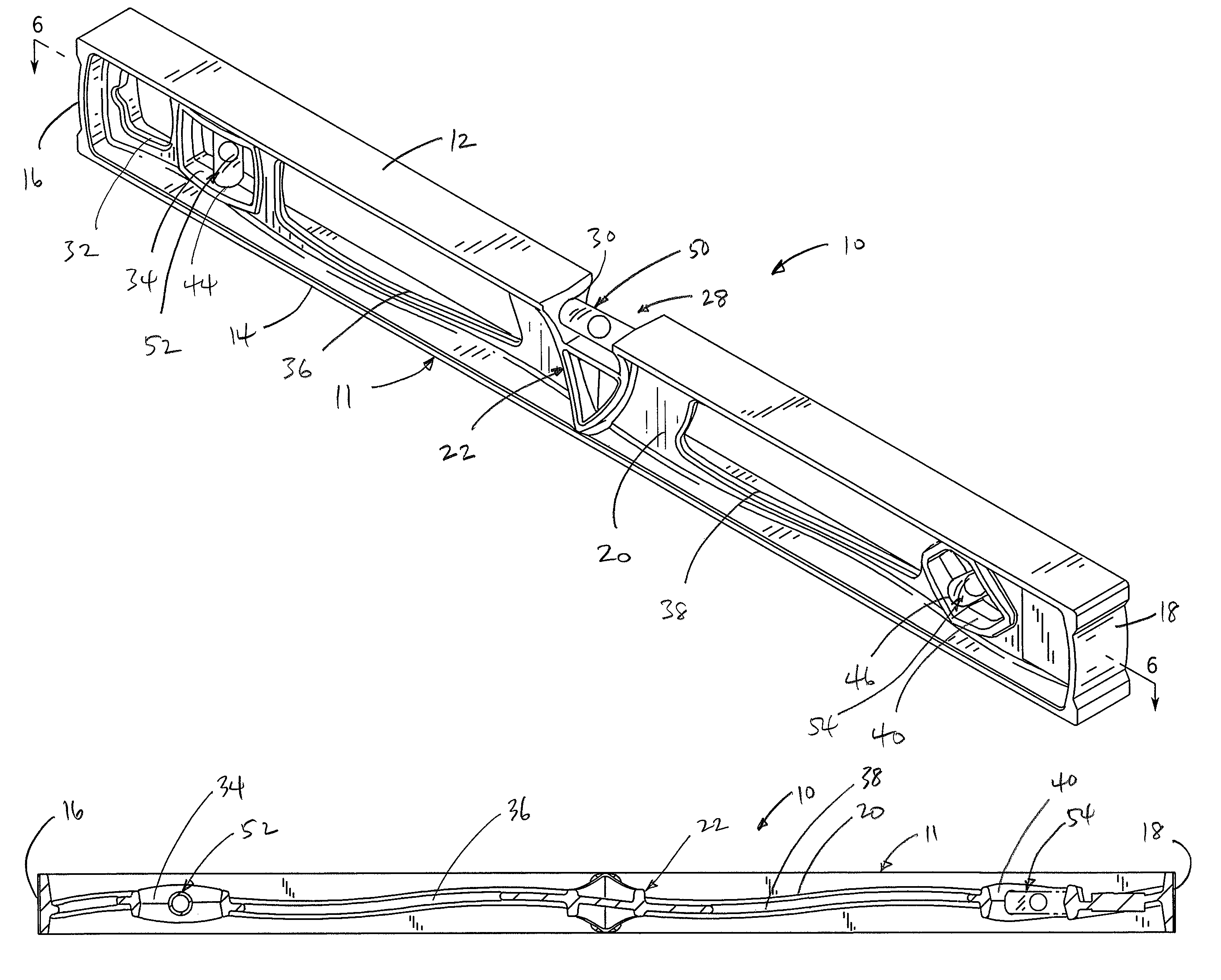 Wave configuration for the web of a level frame