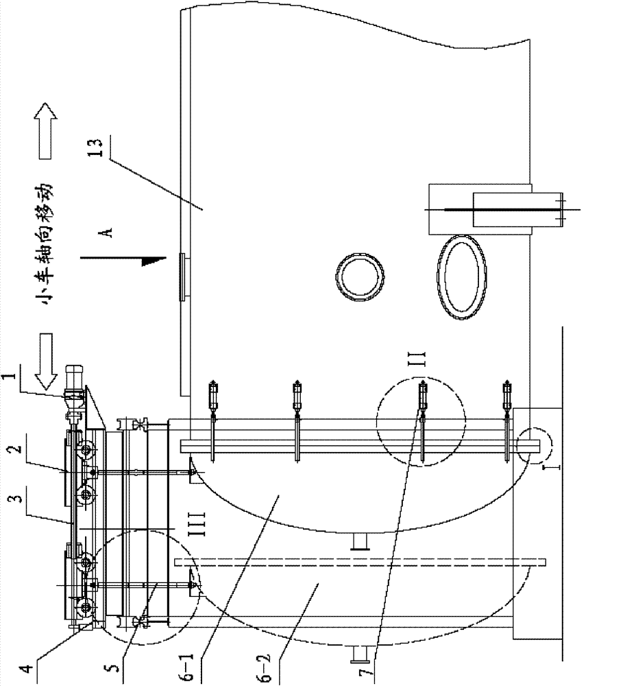 Opening and closing device of horizontal compartment door