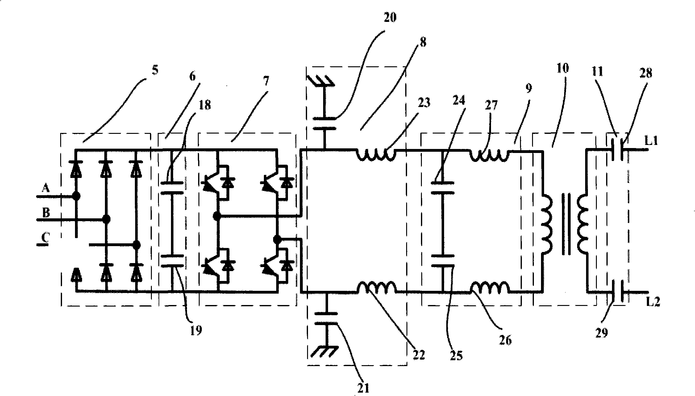 Non-contact power supply of automatic carriage