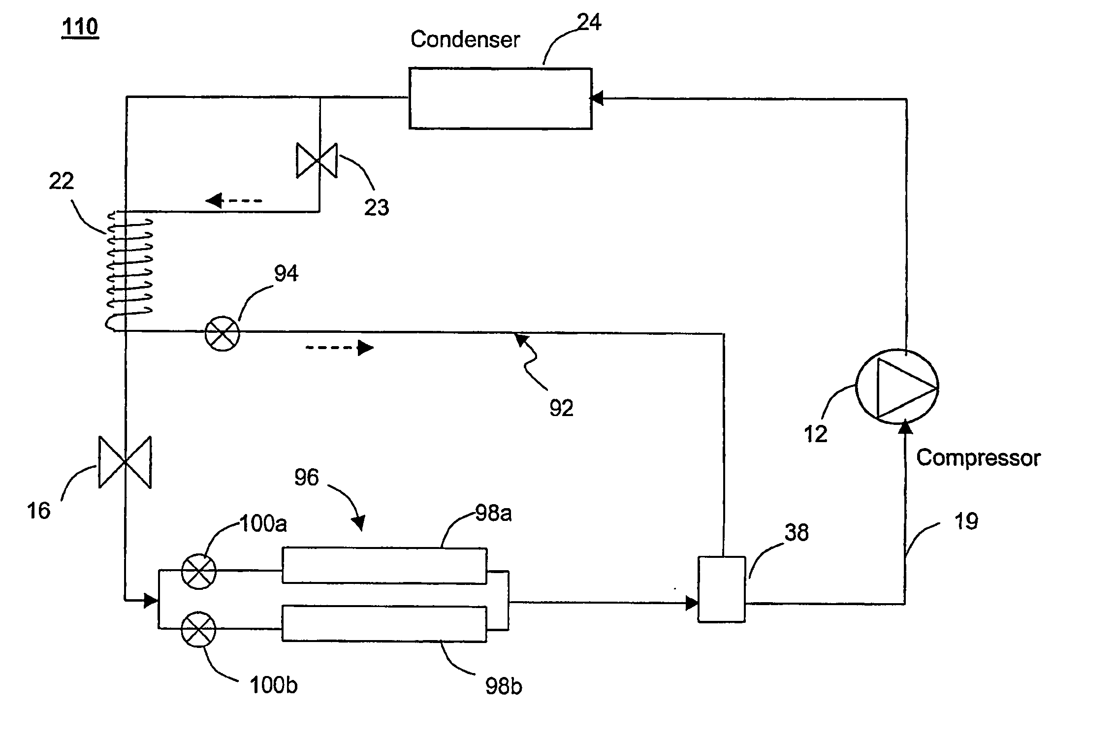 Refrigeration system with bypass subcooling and component size de-optimization