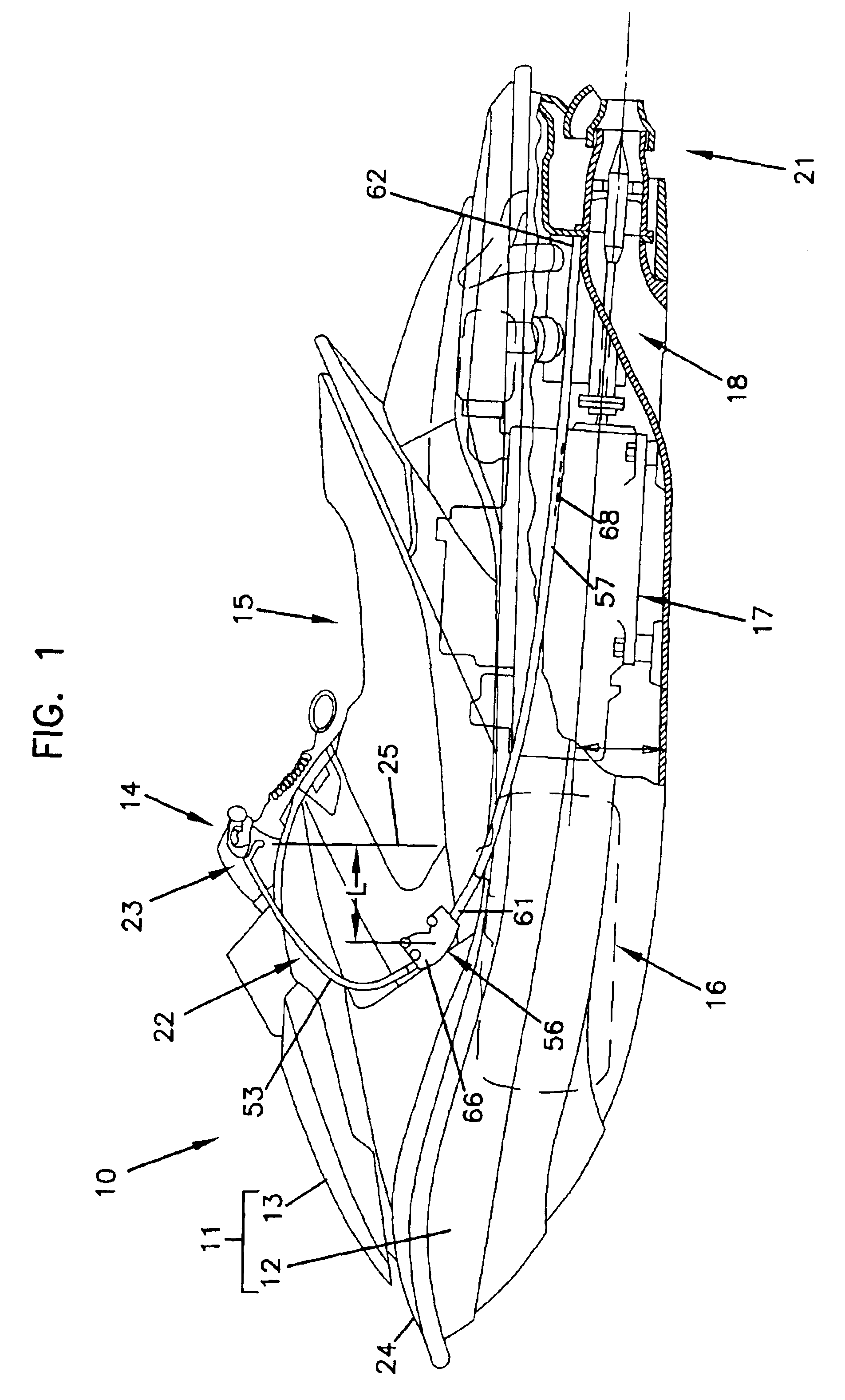 Trim operating lever device for personal watercraft