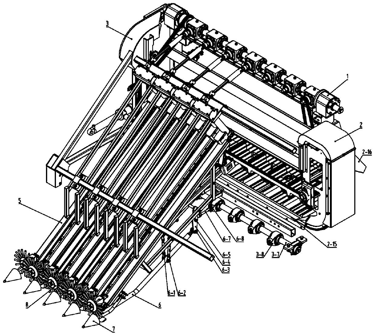 Depth-limit digging mechanism of combined garlic harvester