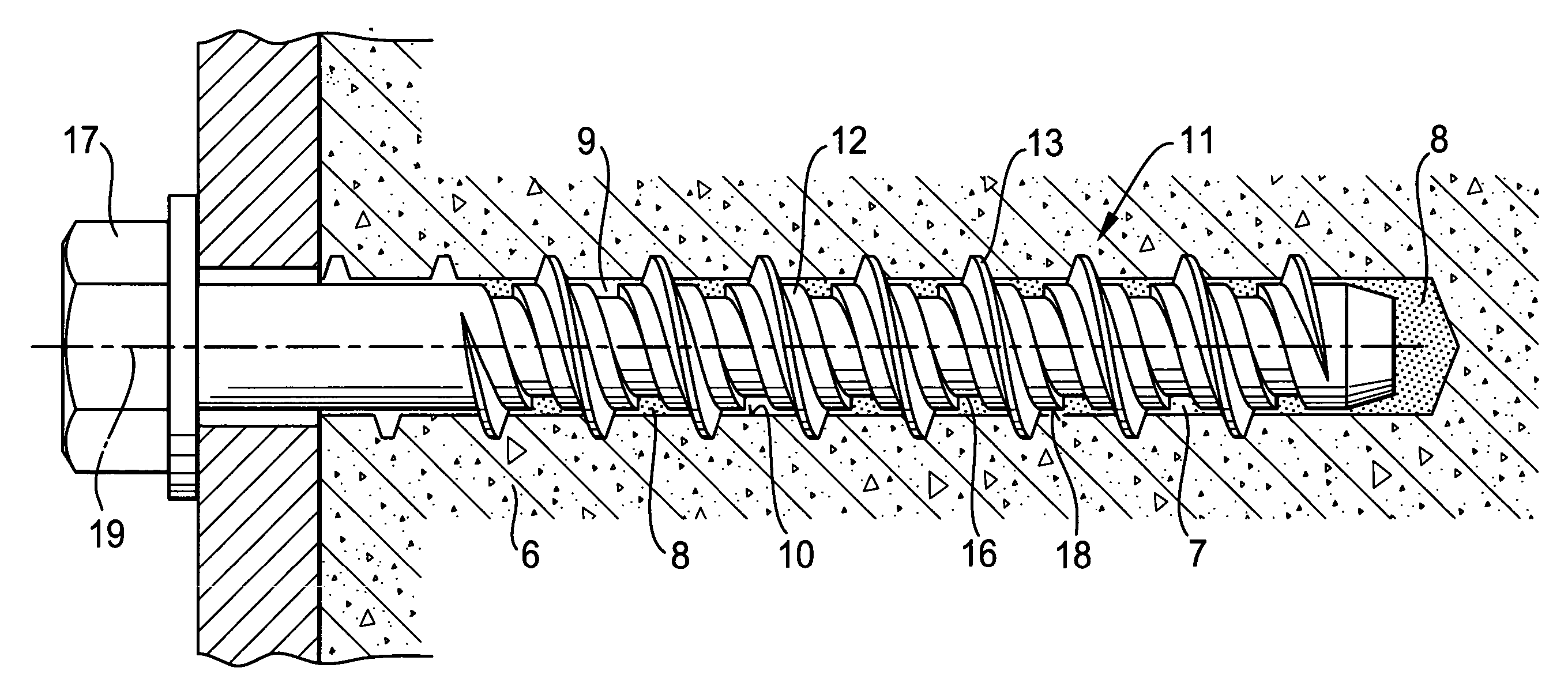 Fastening element for hard constructional component