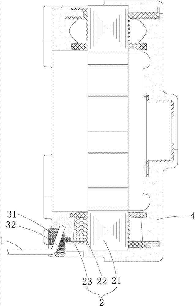 Wire outlet structure of plastic packaging stator and plastic packaging motor