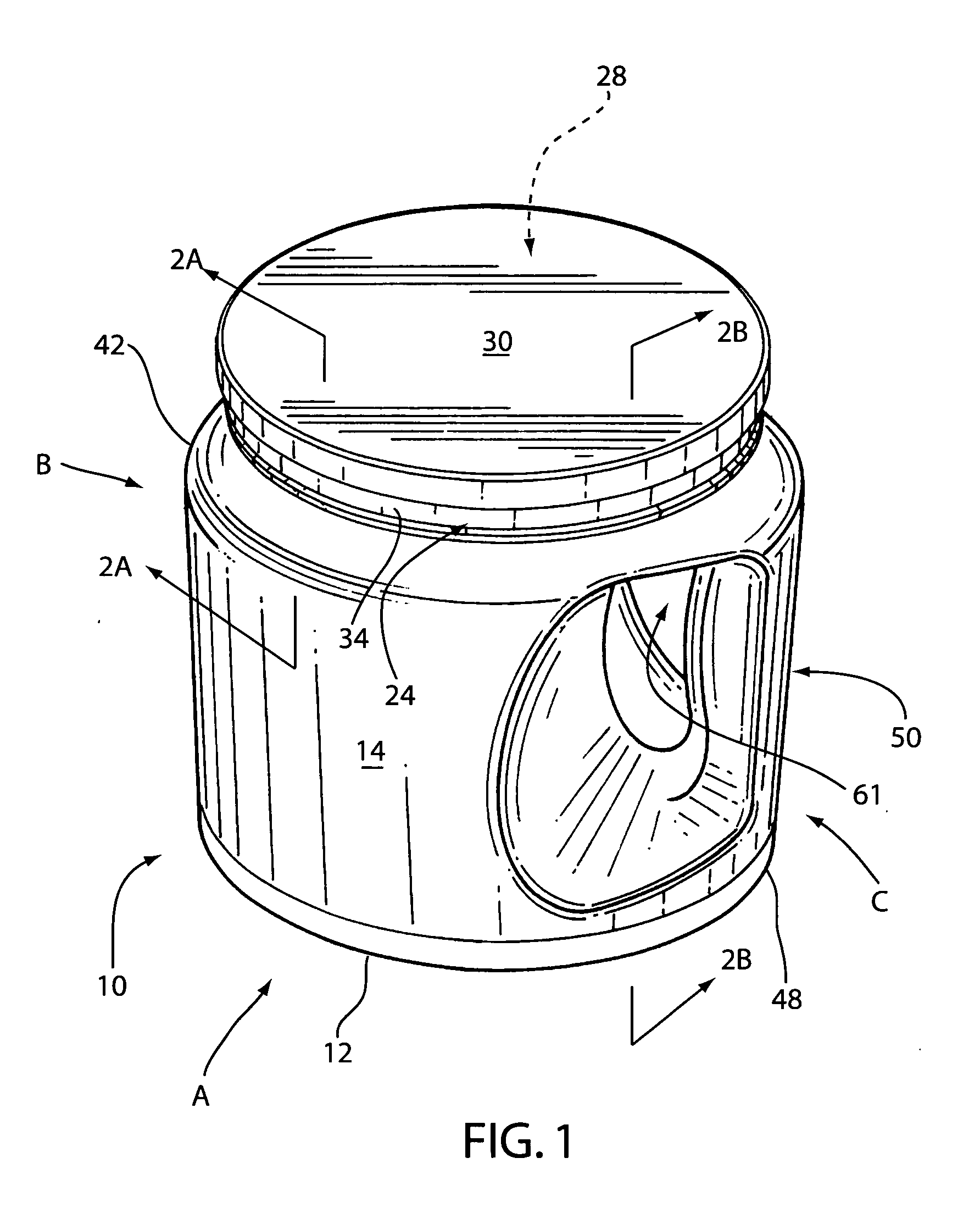 Circular plastic coffee container with handle