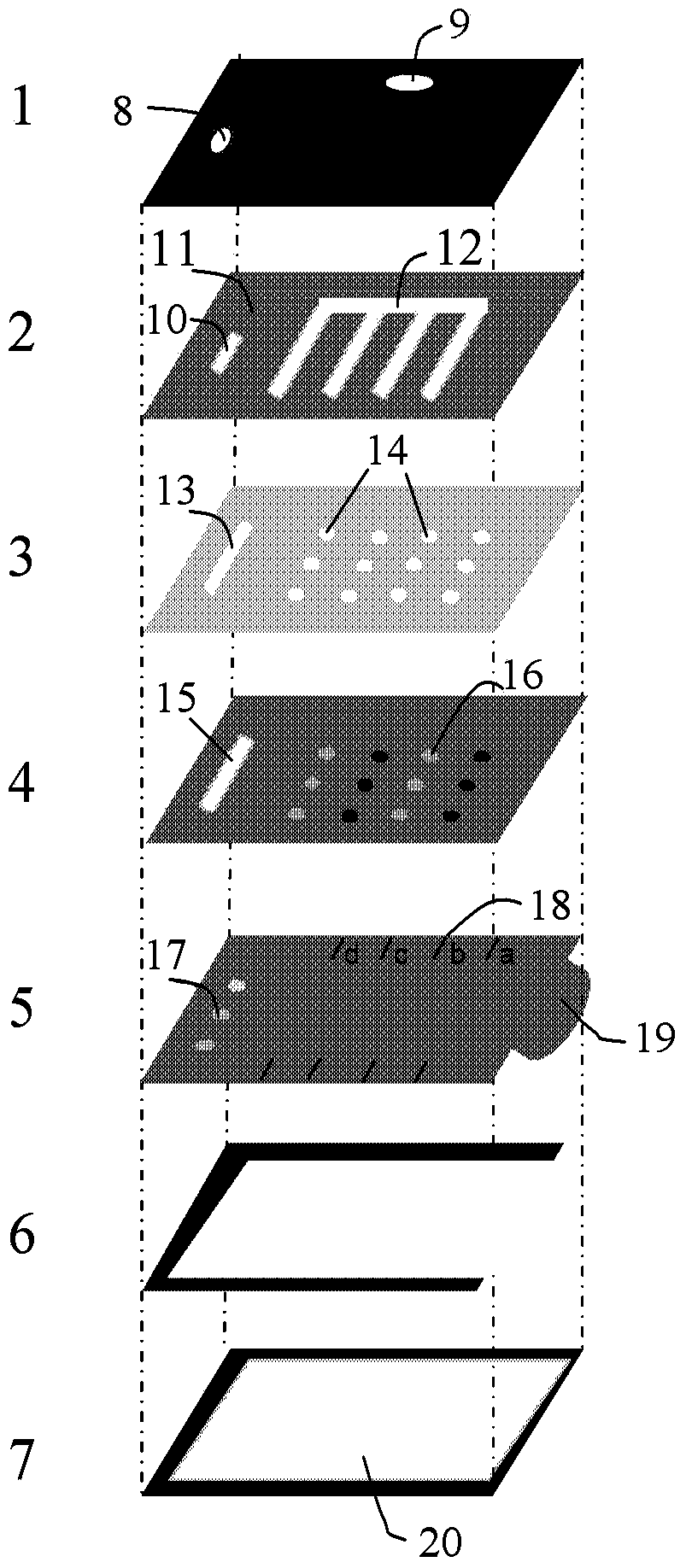 Paper chip enzyme-linked immunoassay test card for combined multi-tumor marker test