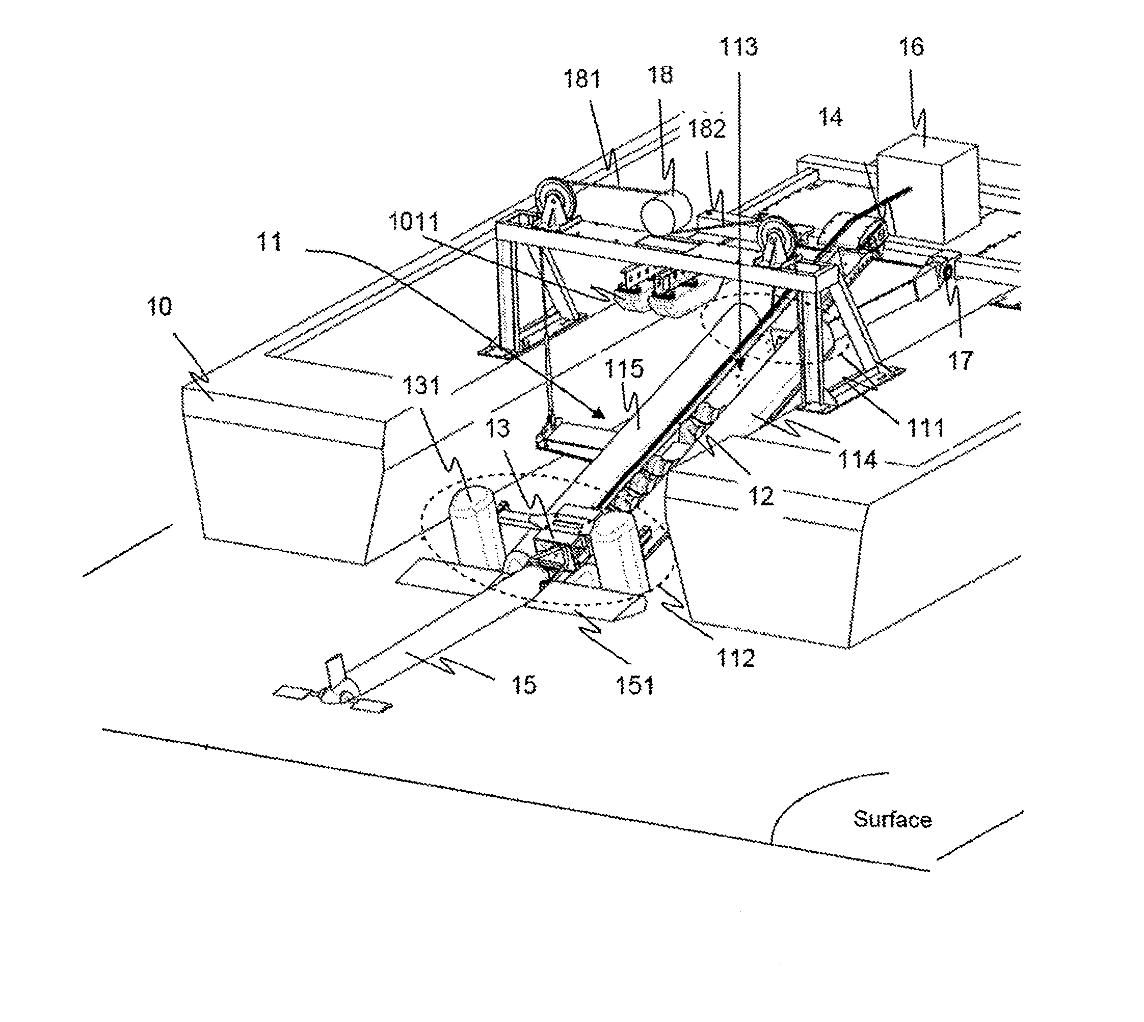 System for launching and recovering underwater vehicles, notably towed underwater vehicles