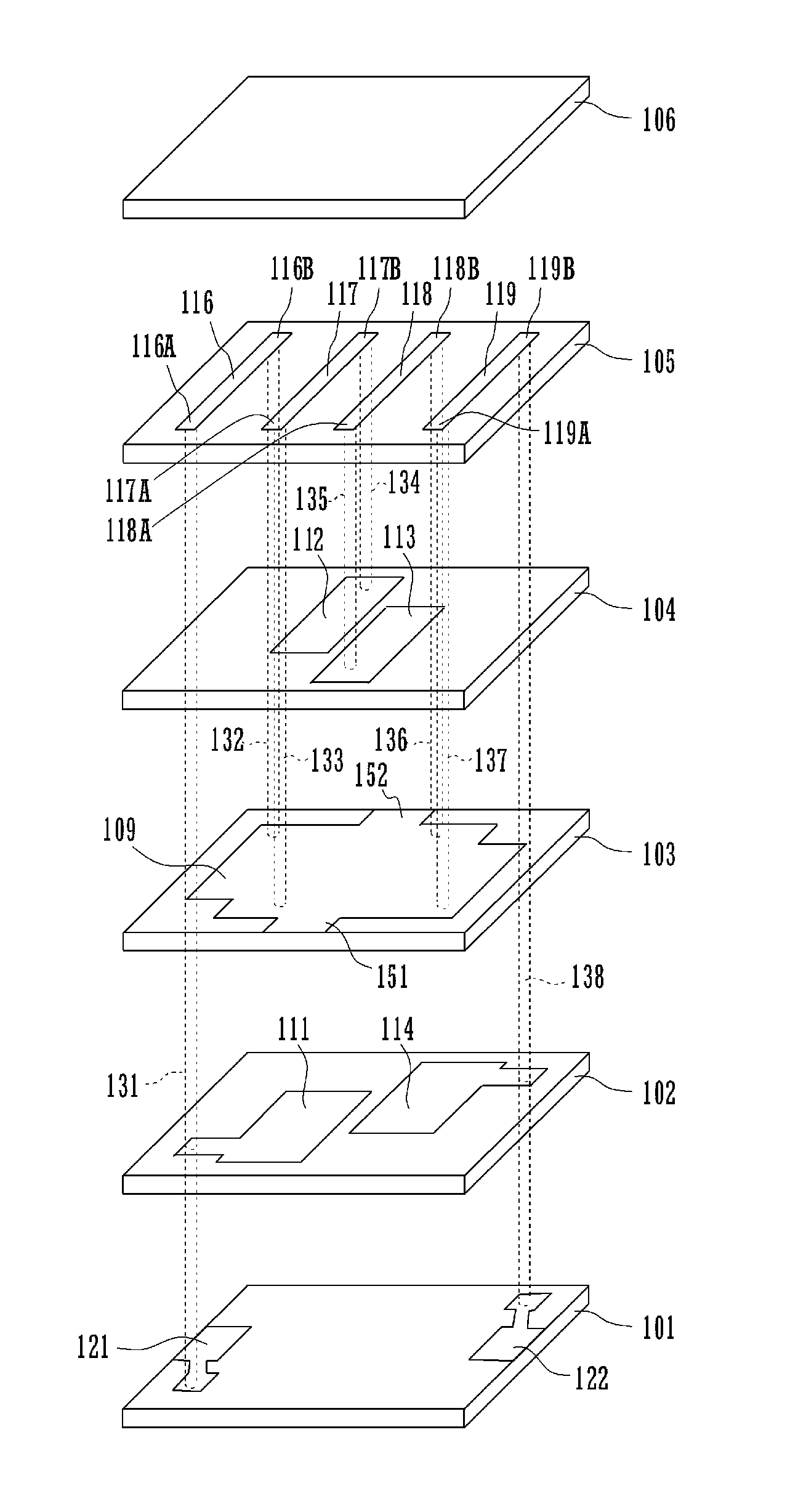 Laminated band-pass filter having an even number of LC parallel resonators