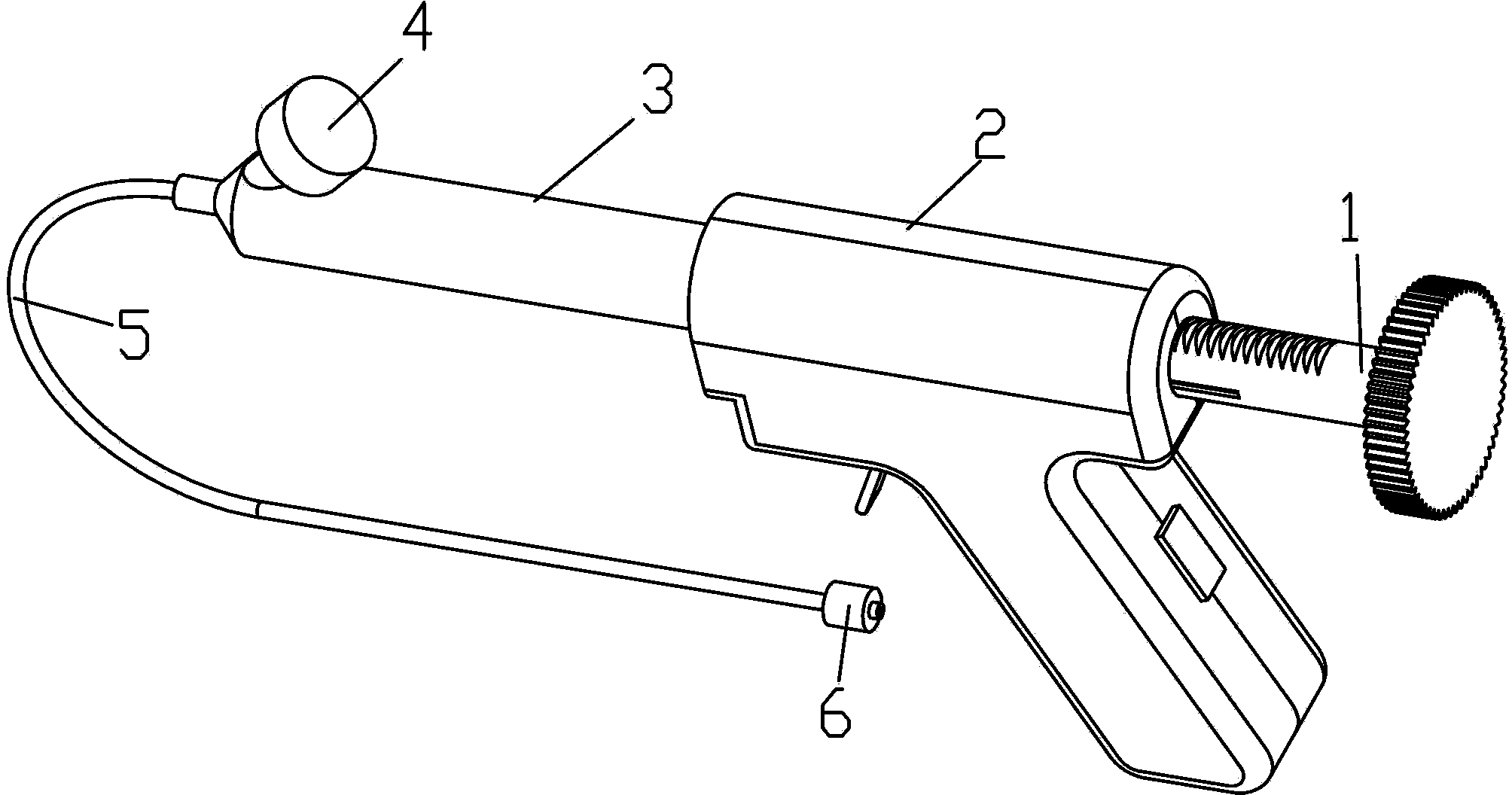 Novel balloon dilatation pressure device capable of being operated by one hand