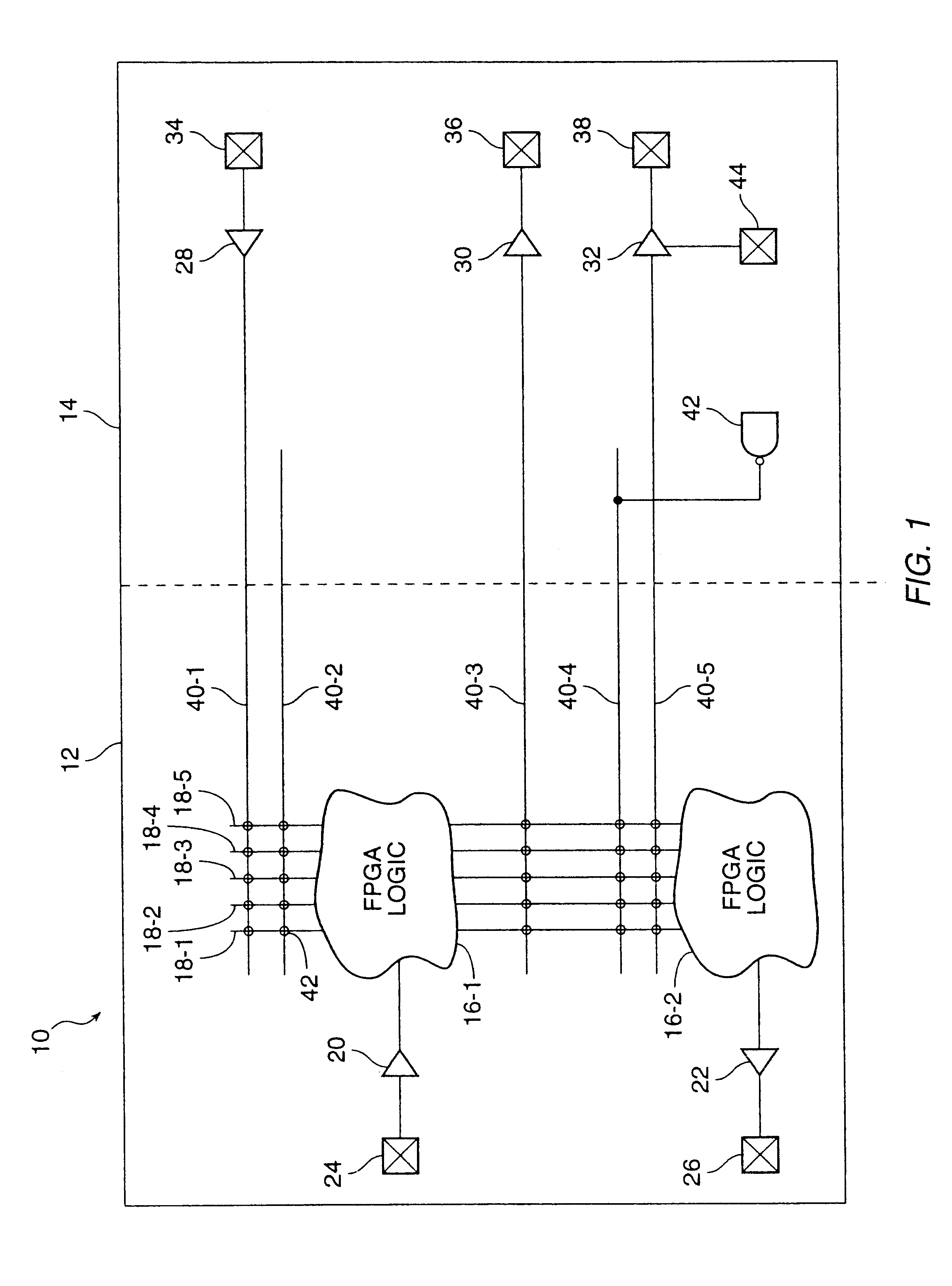 Field programmable gate array with mask programmed input and output buffers