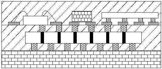 Packaging structure for rewiring after double-sided bump chip packaging and manufacturing method thereof