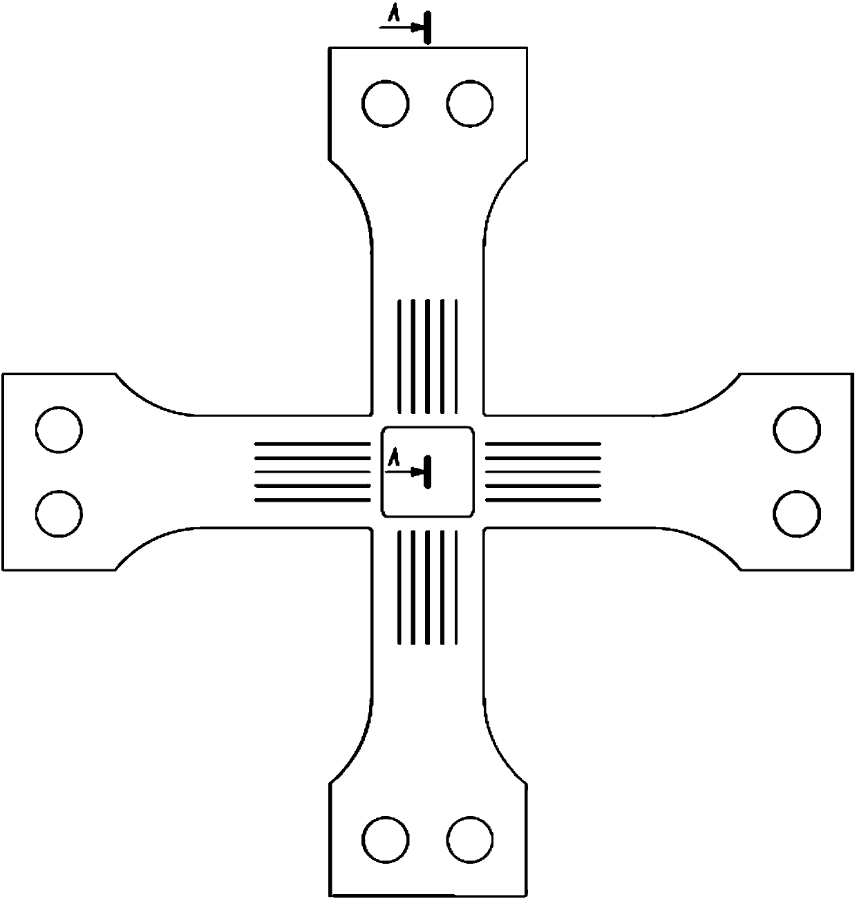 Pinion-and-rack type biaxial tensile test device