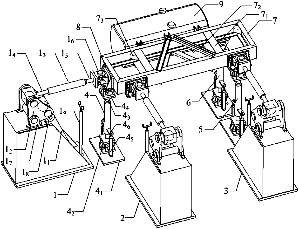 Fuel tank bracket assembly multi-axis loading test stand and endurance test method