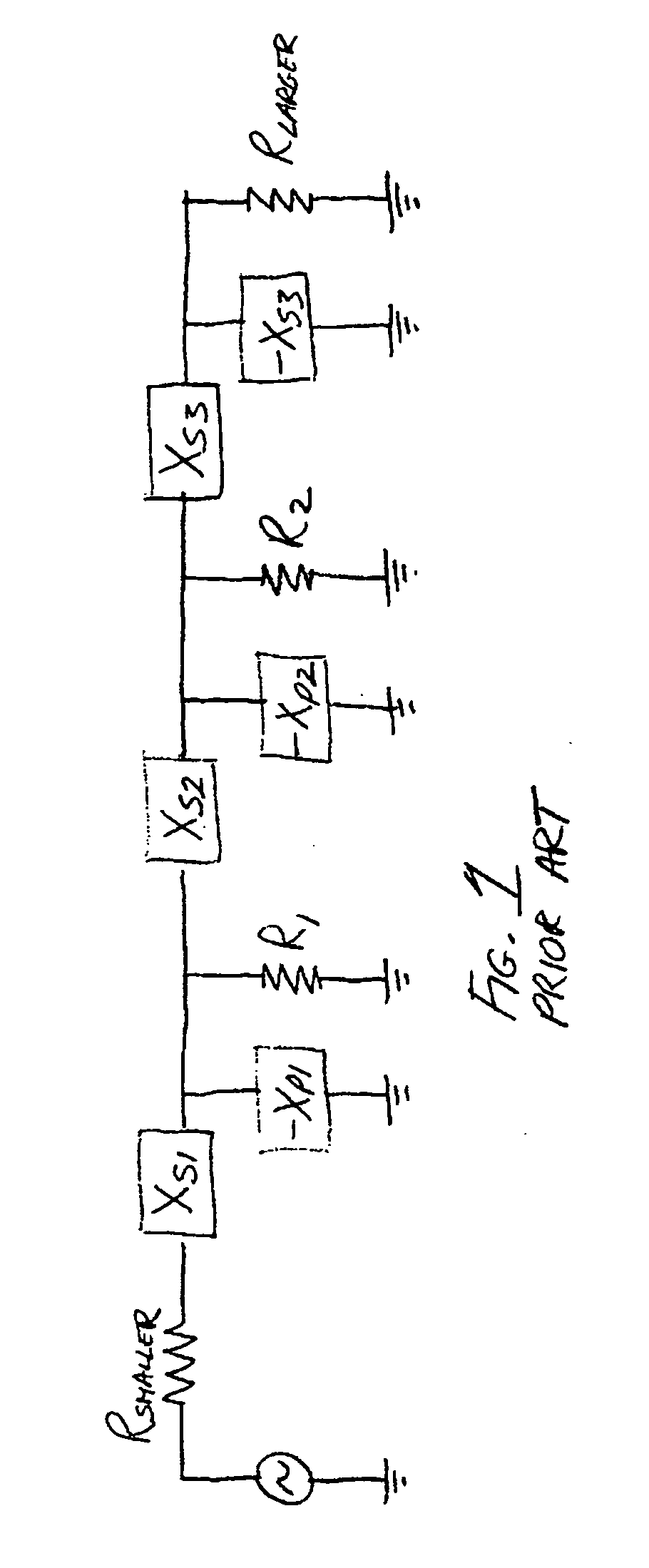 Broadband impedance matching circuit using high pass and low pass filter sections