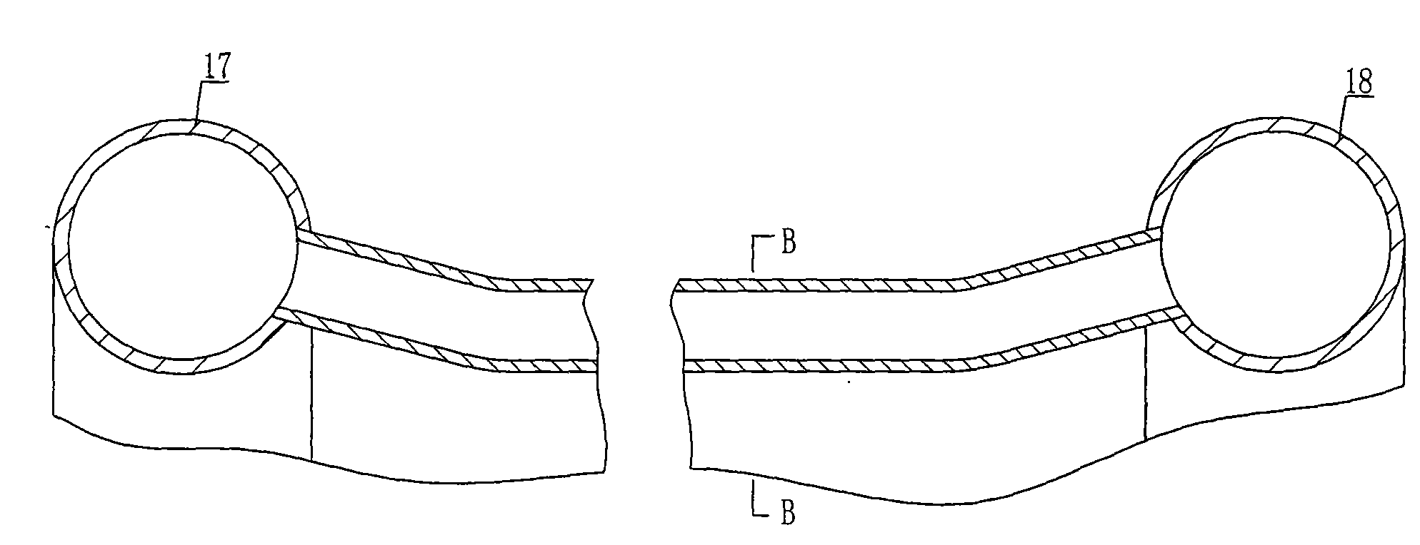 Film-type water-cooling lining wear-resistant plastic slag-roughing device