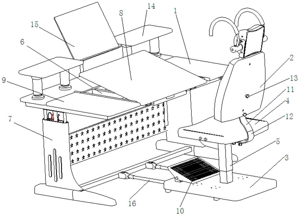 Household type myopia prevention learning desk and chair combination