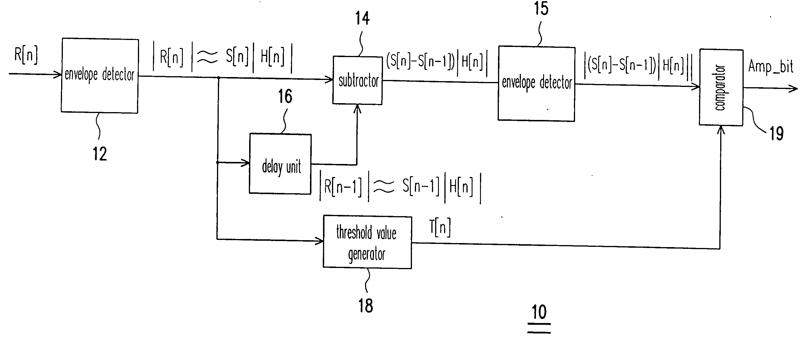 Communication system with demodulation of two-level differential amplitude-shift-keying signals