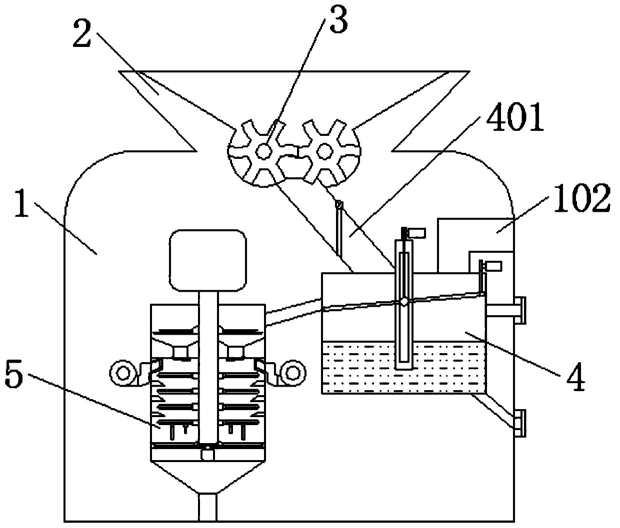 Flow line operating cycle operation-based semi-automatic crushing device for traditional Chinese medicine cooked pseudo-ginseng