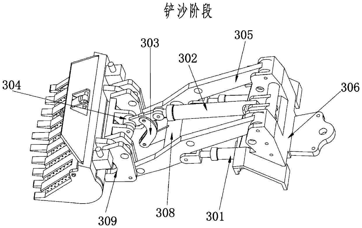 Sand shoveling device for building construction