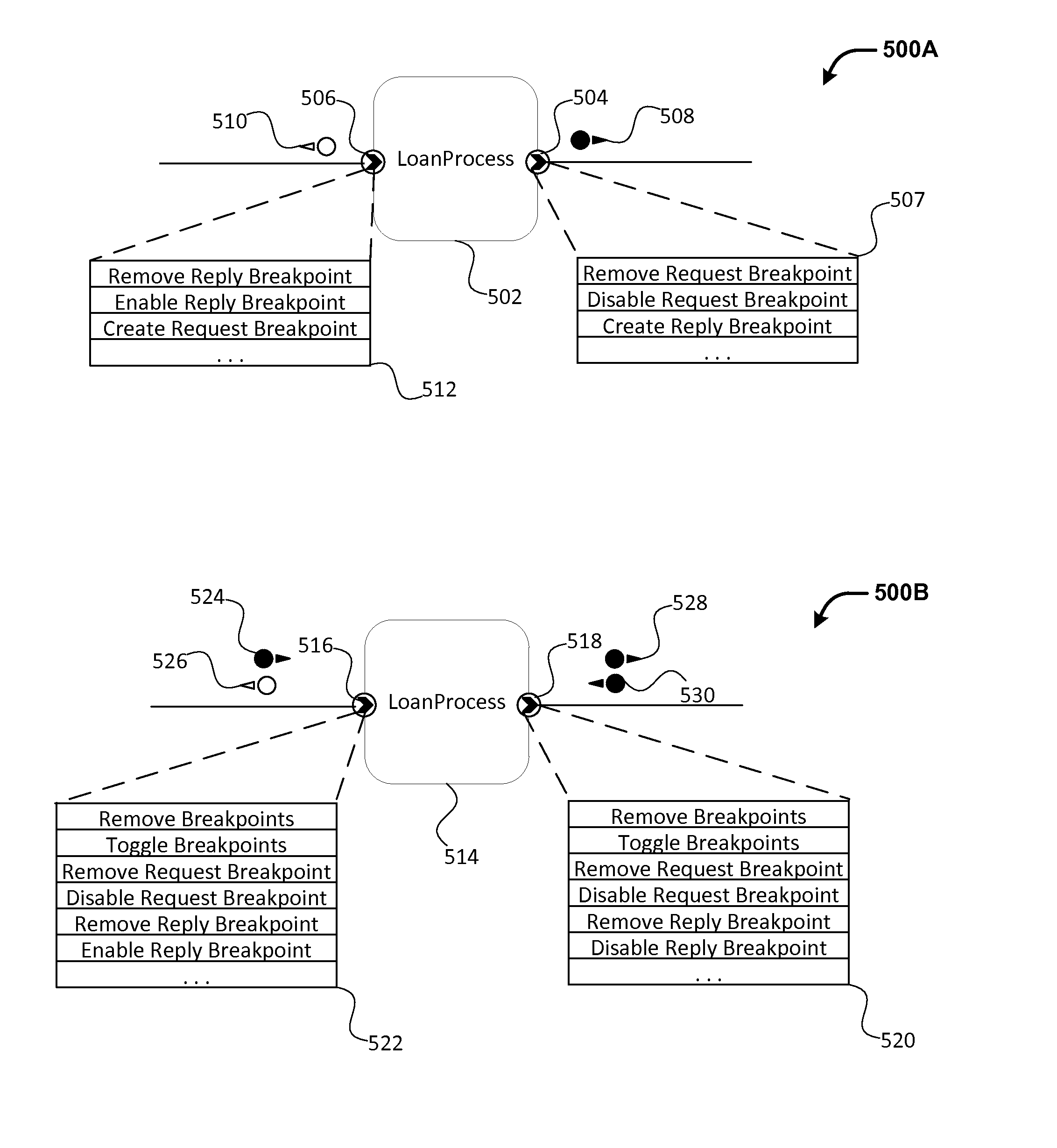 Providing directional debugging breakpoints