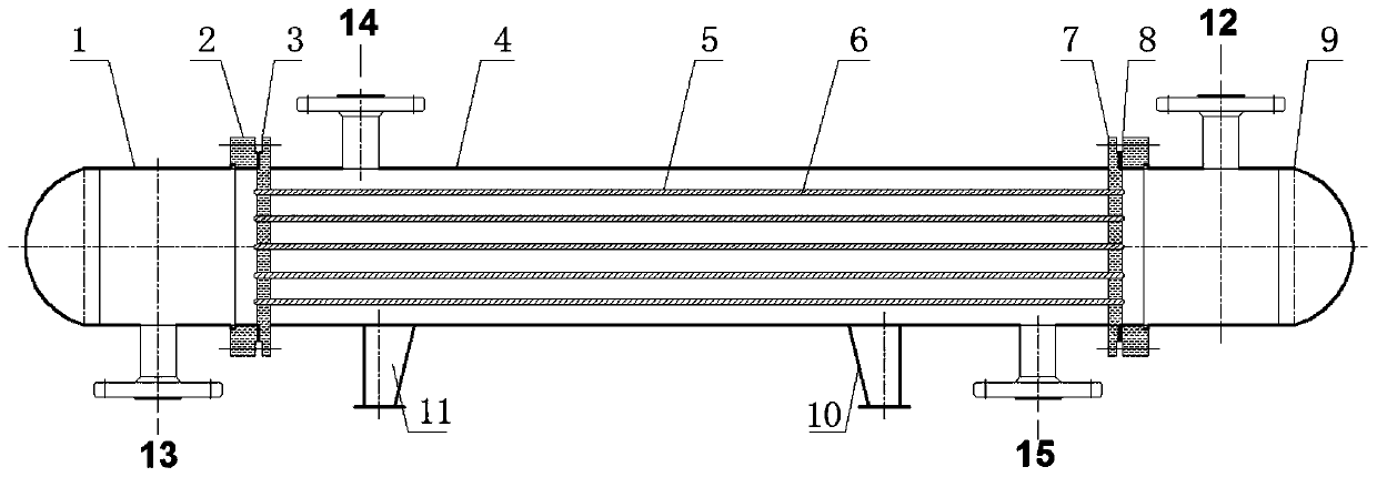 A shell-and-tube heat exchanger containing noncondensable gas