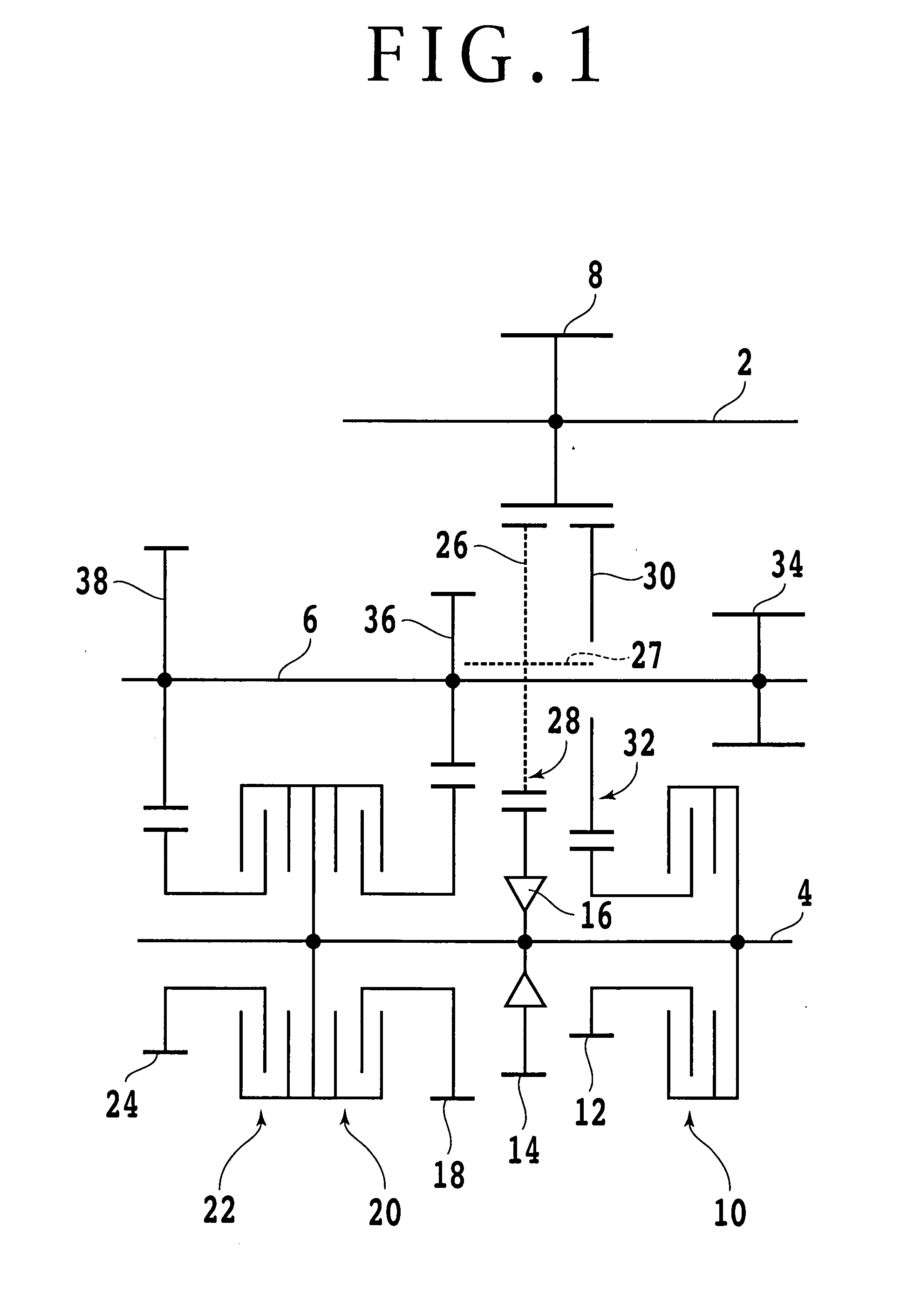 Parallel axes type transmission having a plurality of idle drive routes