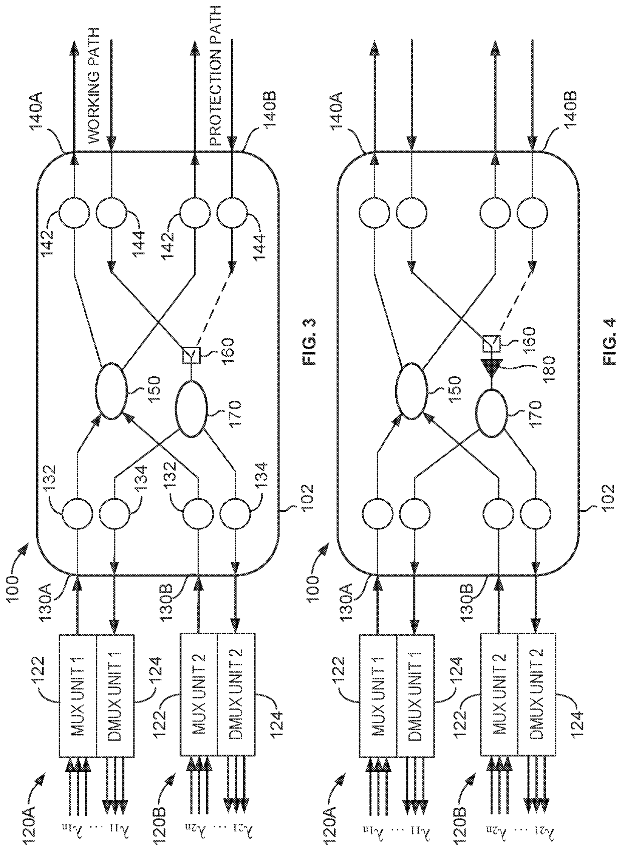 Apparatus and method for coherent optical multiplexing 1+1 protection