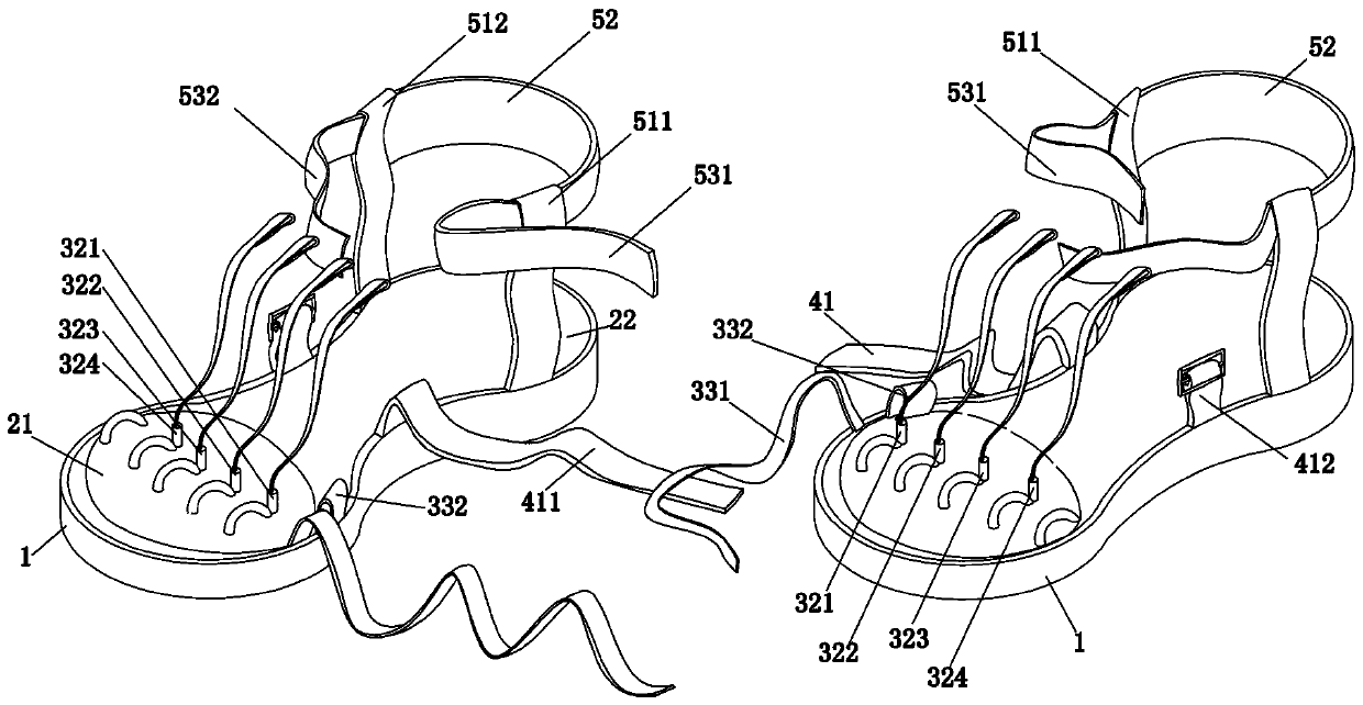 Foot scar contracture resistance auxiliary therapy shoe