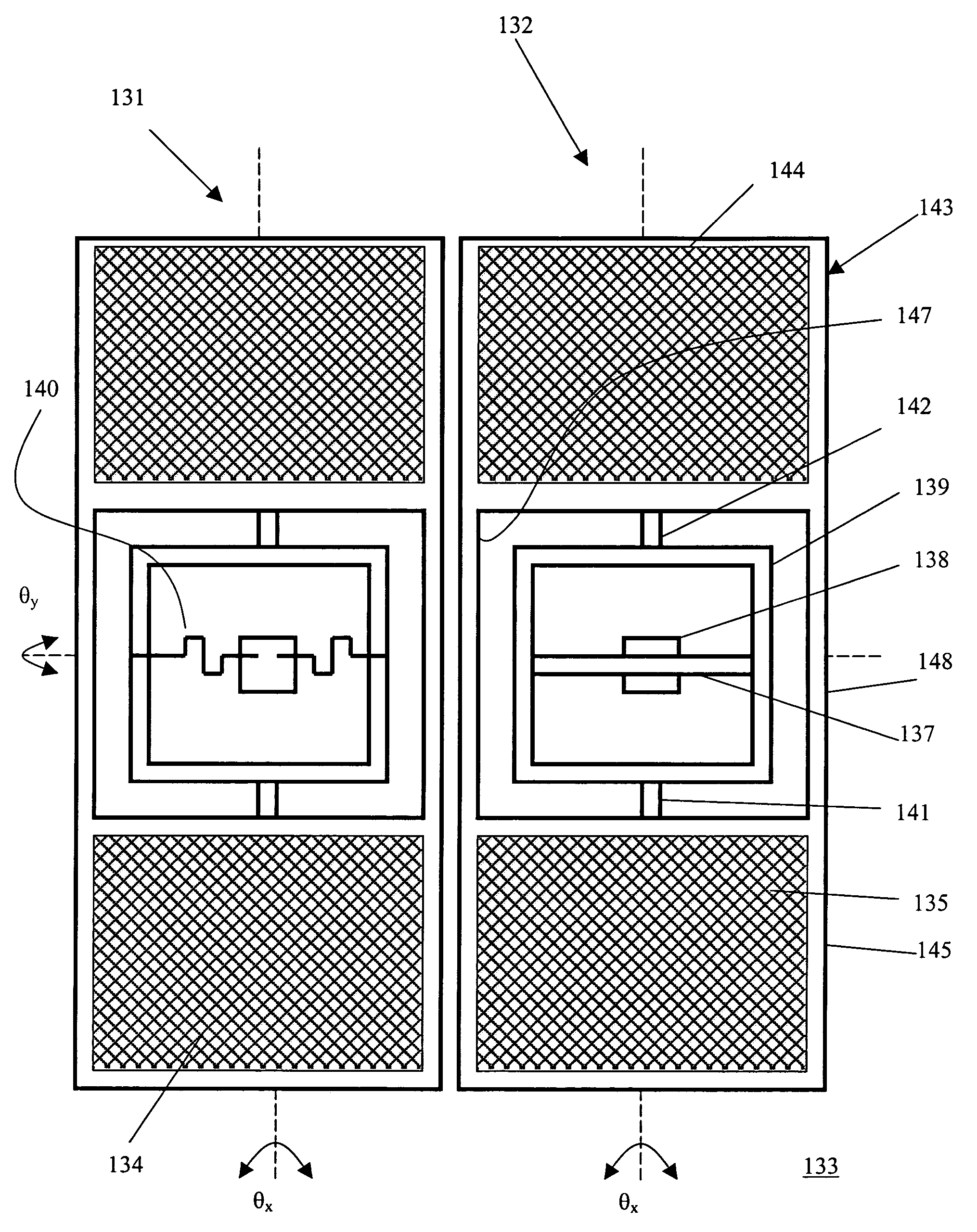 Electrode configuration for piano MEMs micromirror