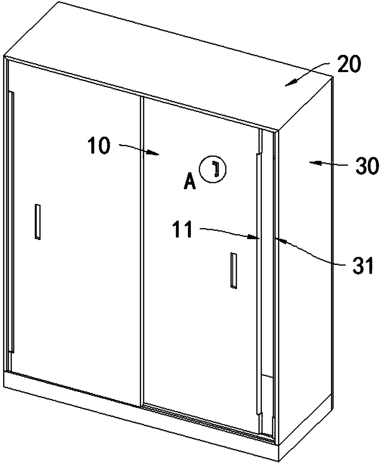 Sliding door wardrobe with hand pinching preventing function