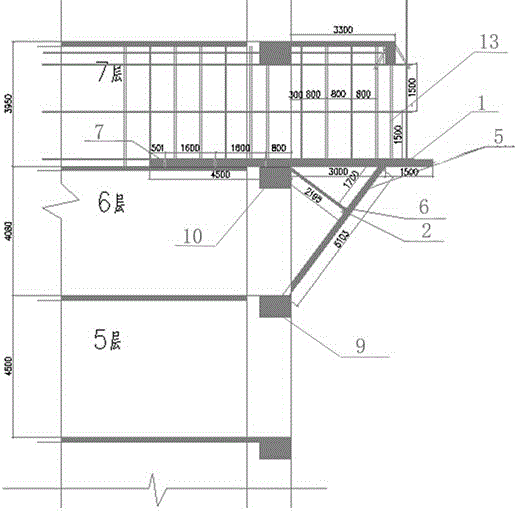 Formwork with high cantilever structure and construction method thereof