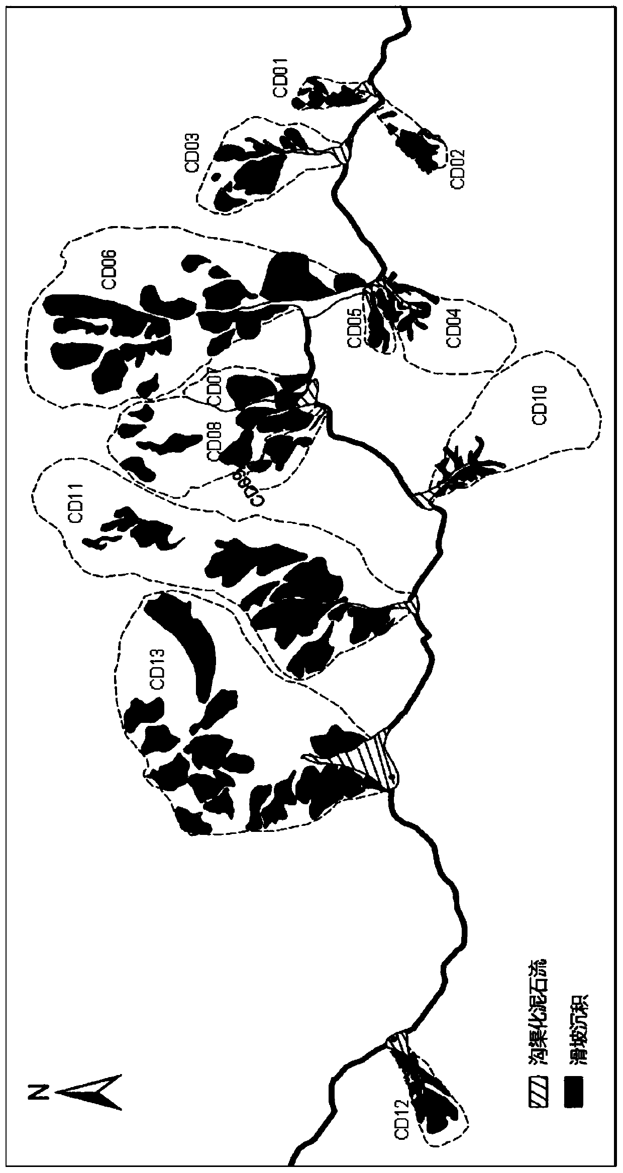 Risk quantitative evaluation method and device for geological disaster chain after strong earthquake