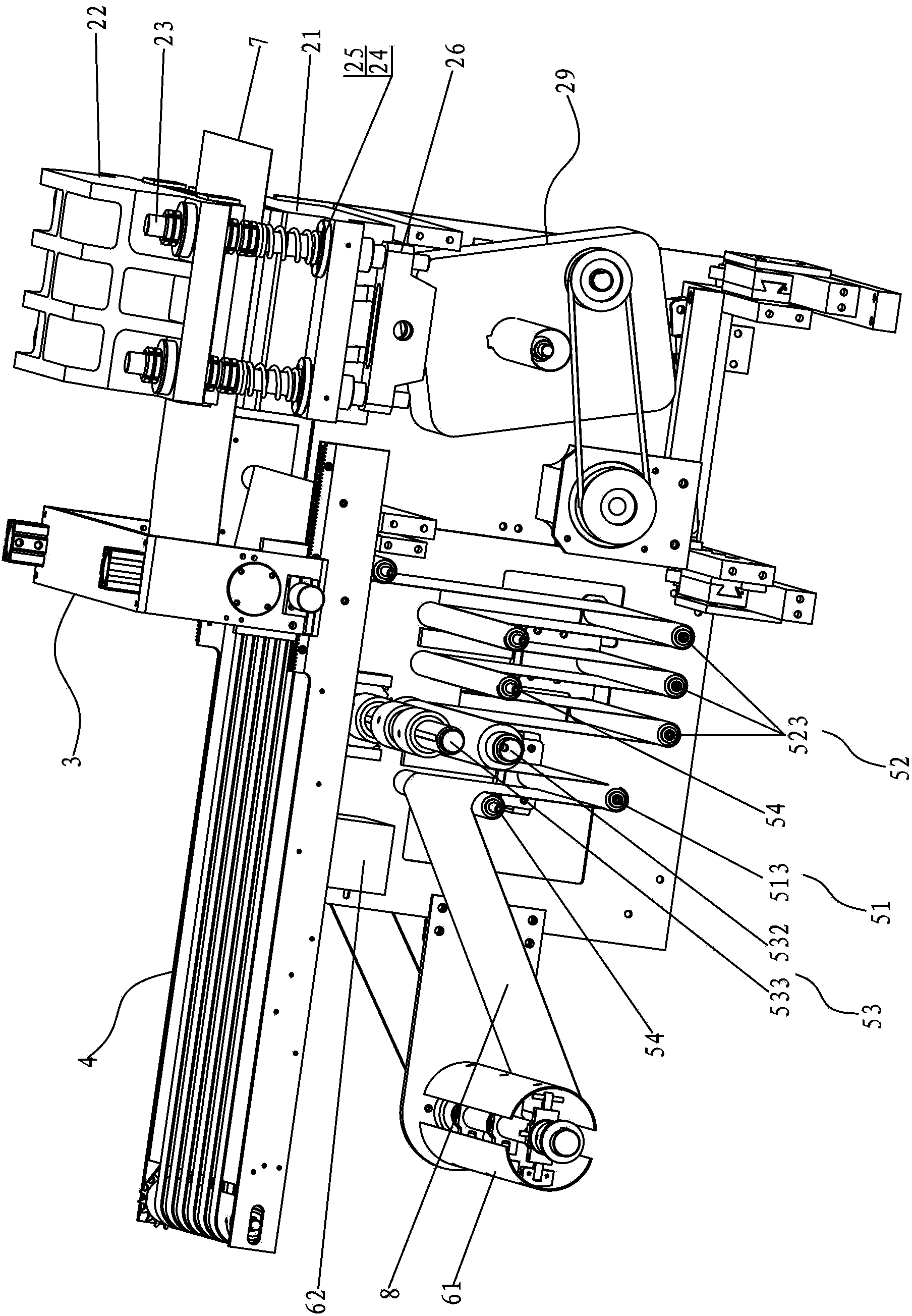 Die-cutting machine for producing single output standing pouches