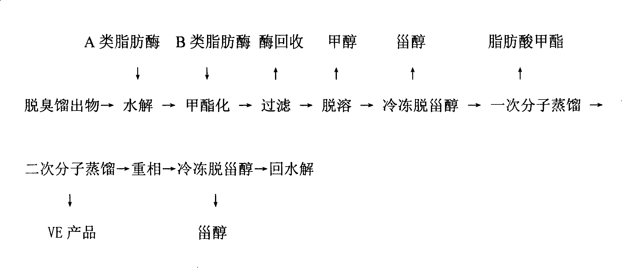 Novel method for extracting natural vitamin E, phytosterol, fatty acid methyl ester by enzyme catalysis and molecular distillation