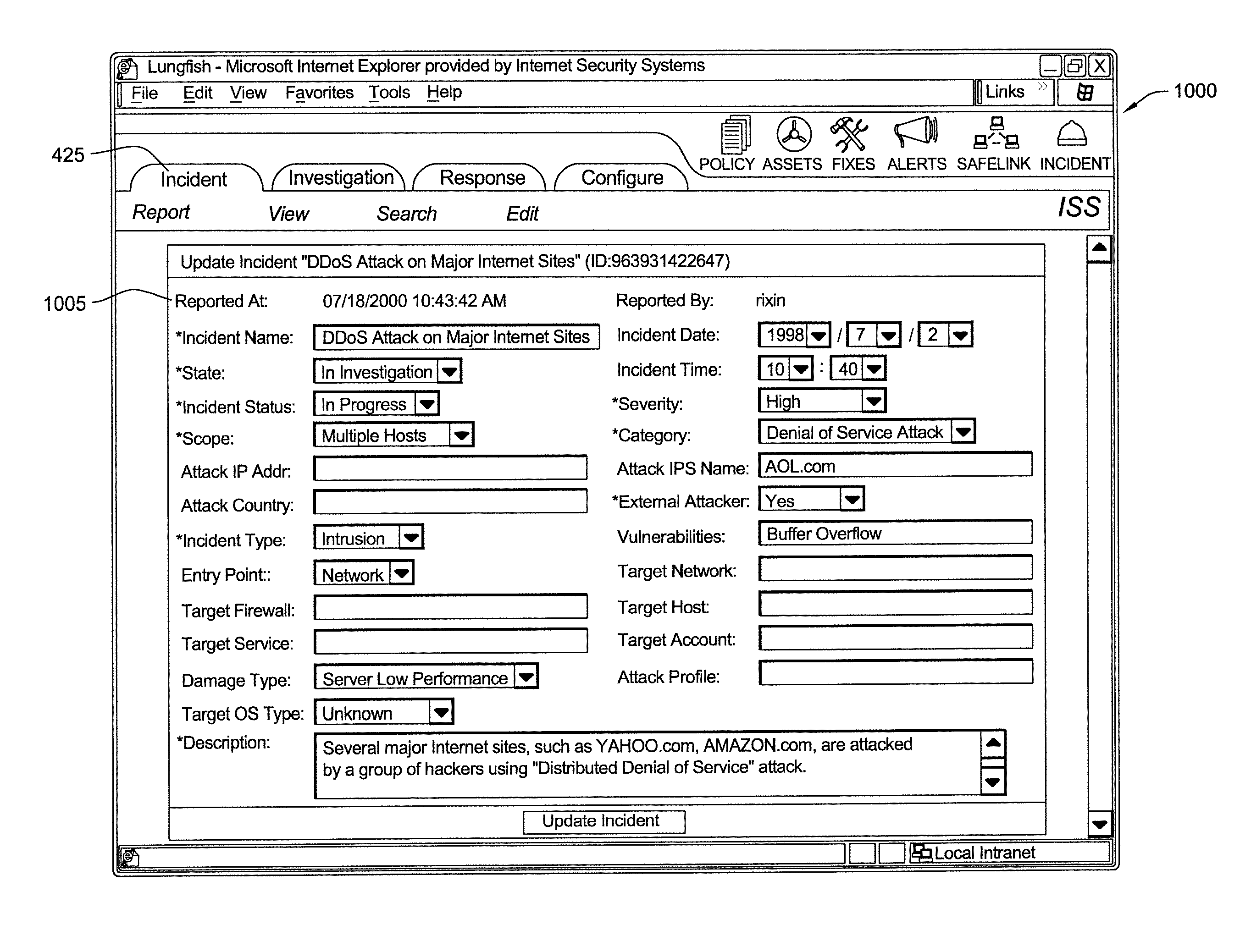 Method and System for Creating a Record for One or More Computer Security Incidents