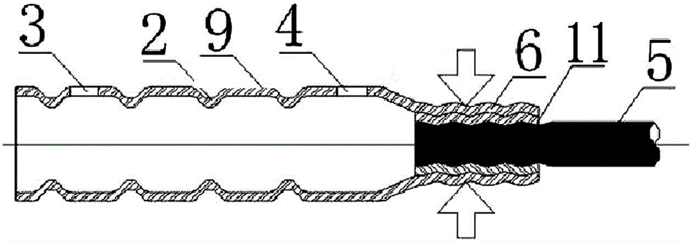 Extruded semi-grouting reinforced sleeve with built-in casing, connective structure, and construction method