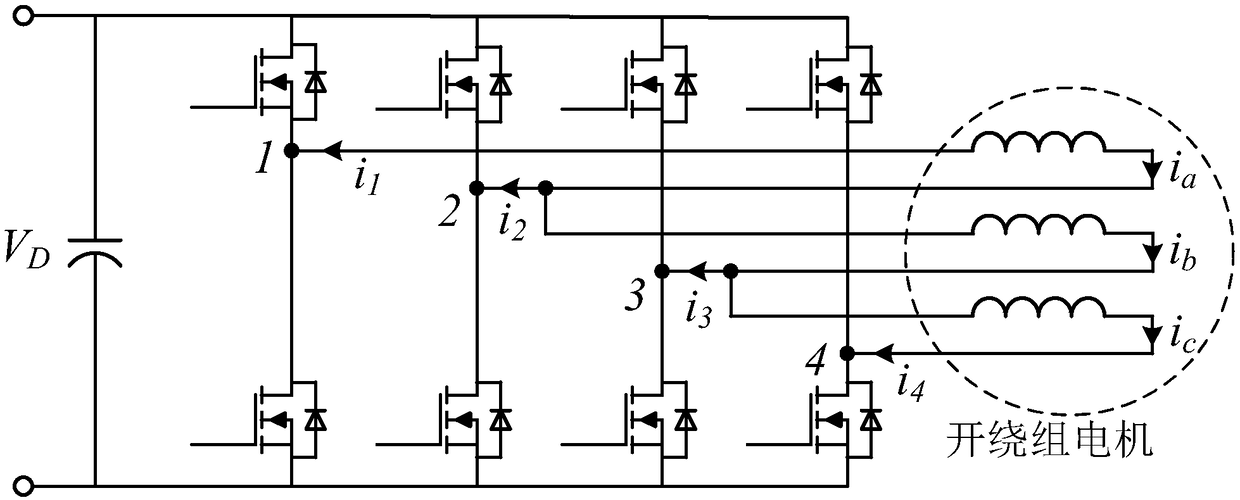 Driver topological structure for open-winding motor and modulation method of driver topological structure