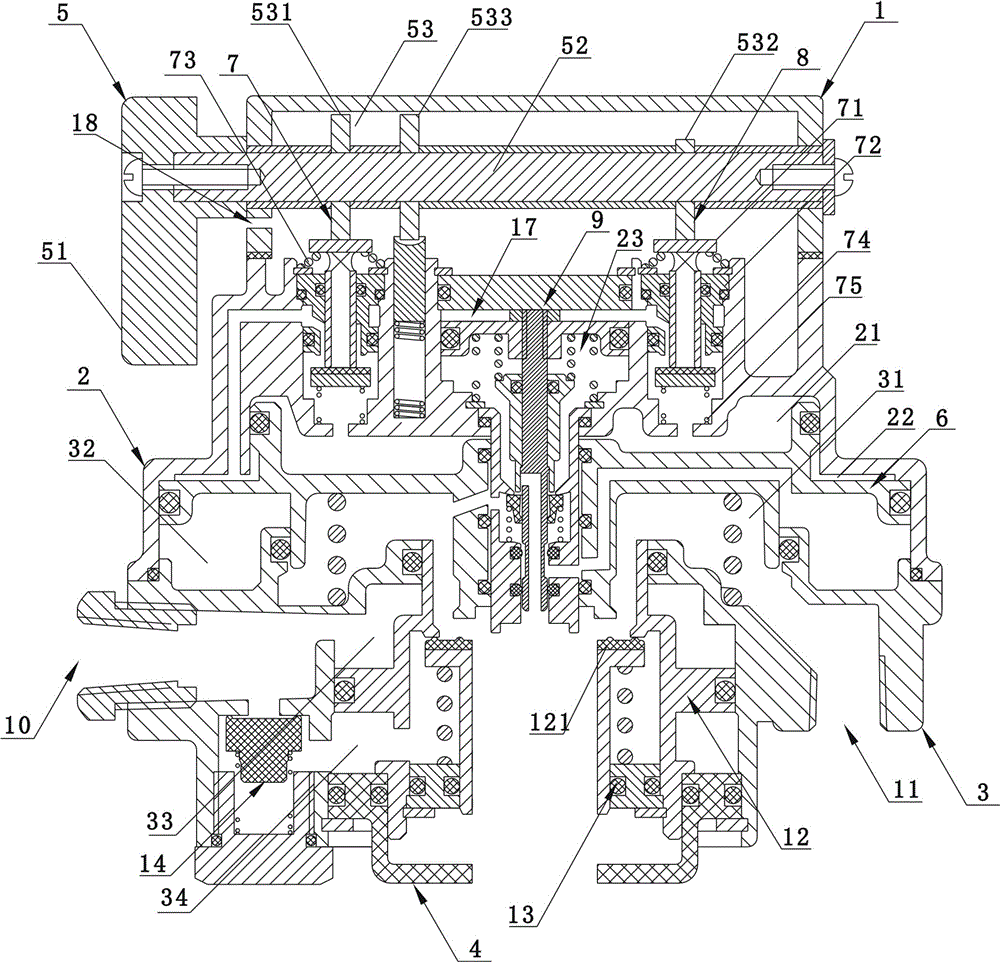 Four-speed output air pressure trailer brake valve