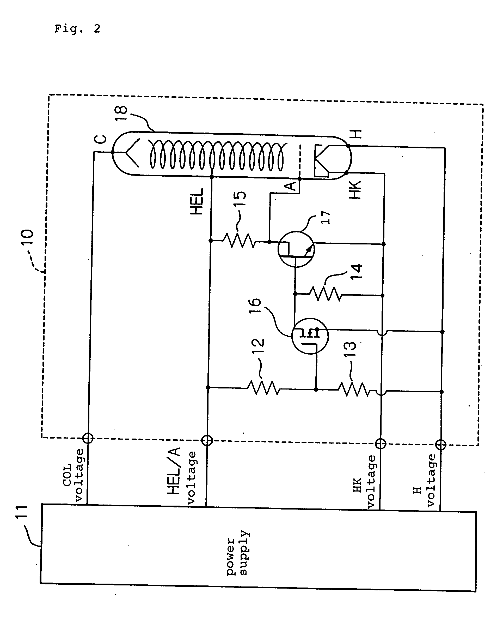 Power supply circuit for traveling-wave tube which eliminates large relay and relay driving power supply