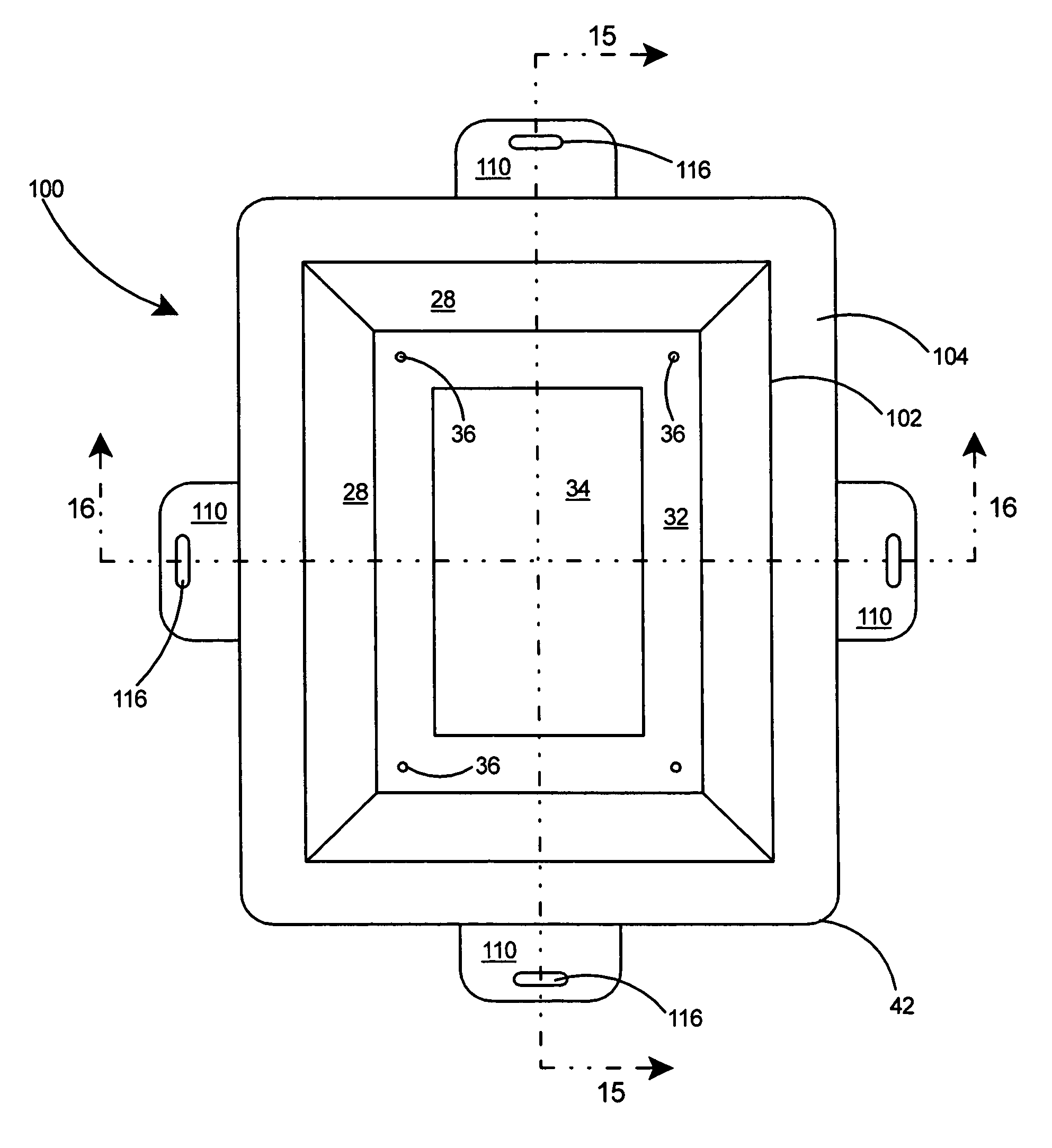 Frame member and box combination for recessing an electrical box and cover assembly