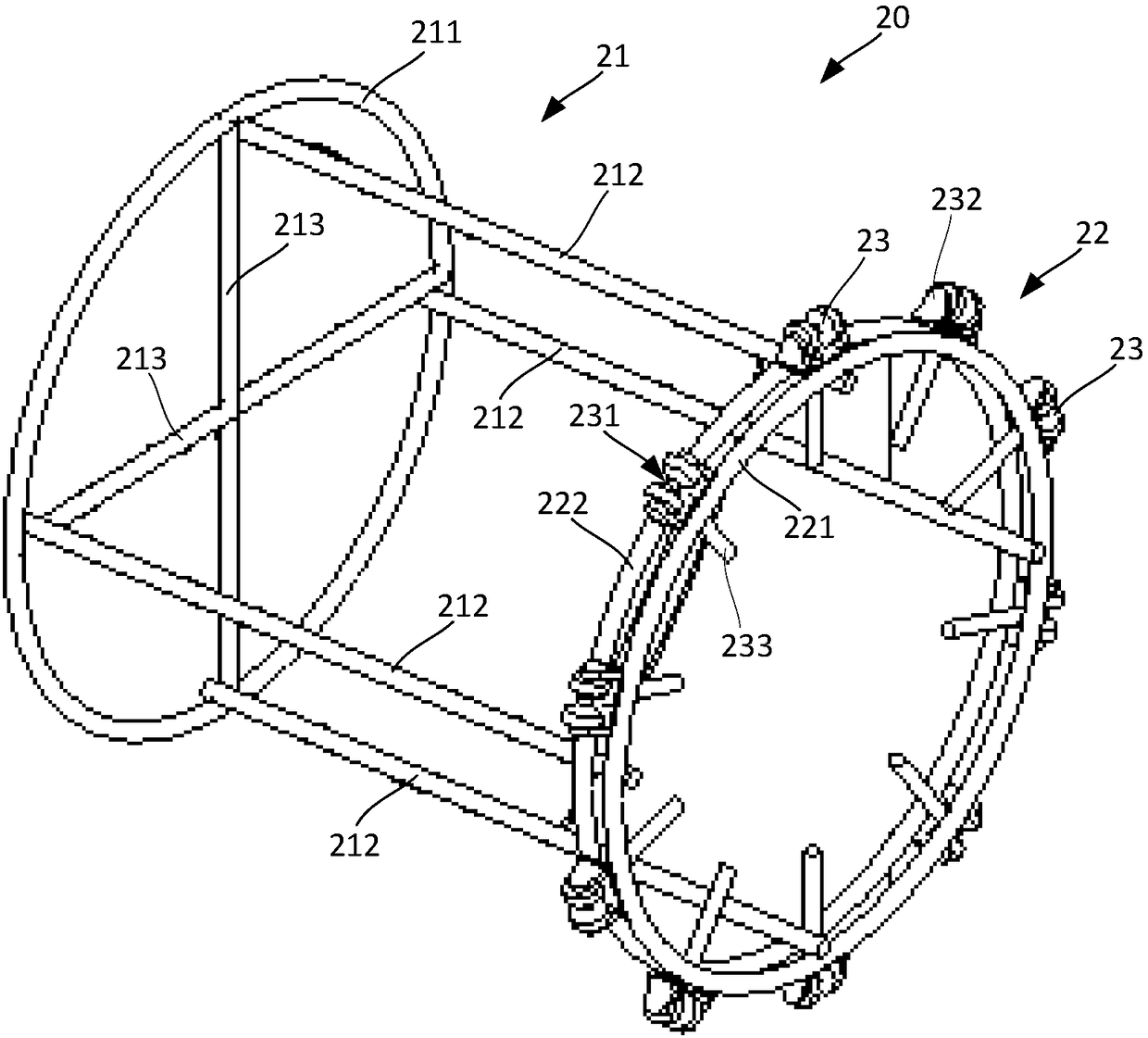 Supporting structure and supporting method for processing steel reinforcement cage by roll seam welding machine