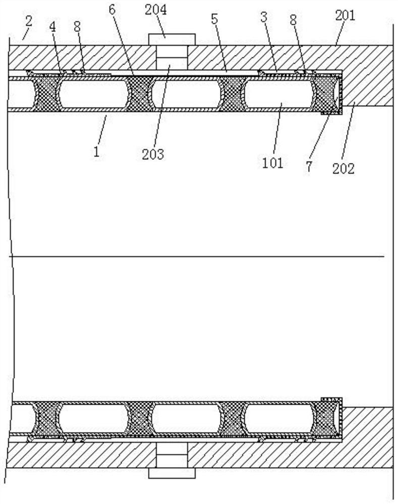 Hollow structure wall winding pipe double-end socket sealing structure and sealing test method