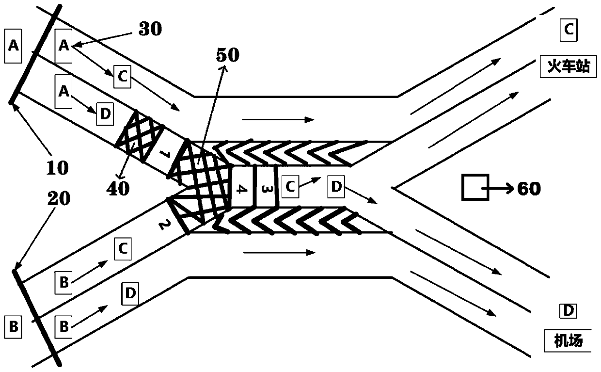 Interlaced road section and method for improving traffic efficiency of the interlaced road section by using alternate traffic rules