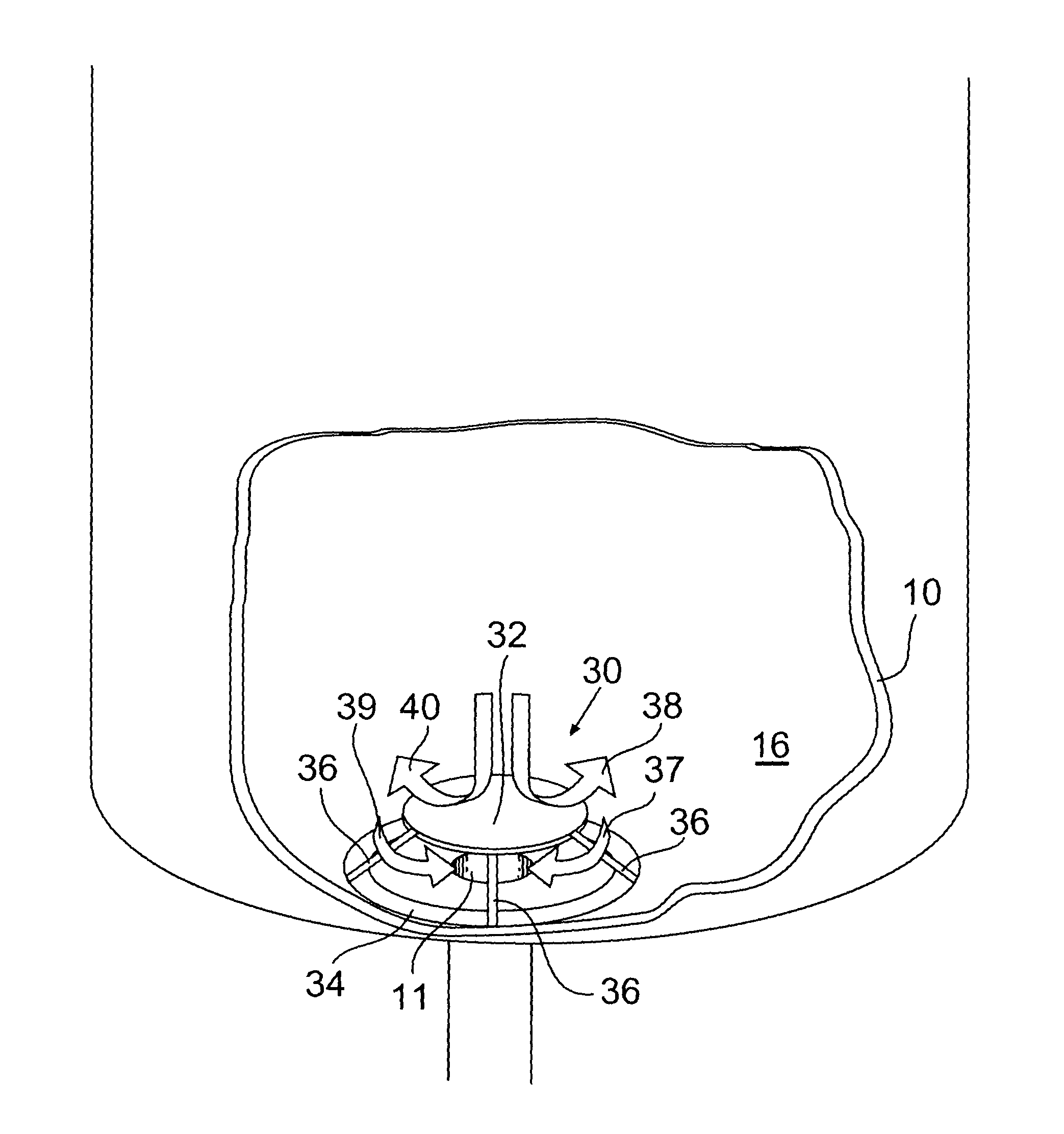 Container having vortex breaker and system