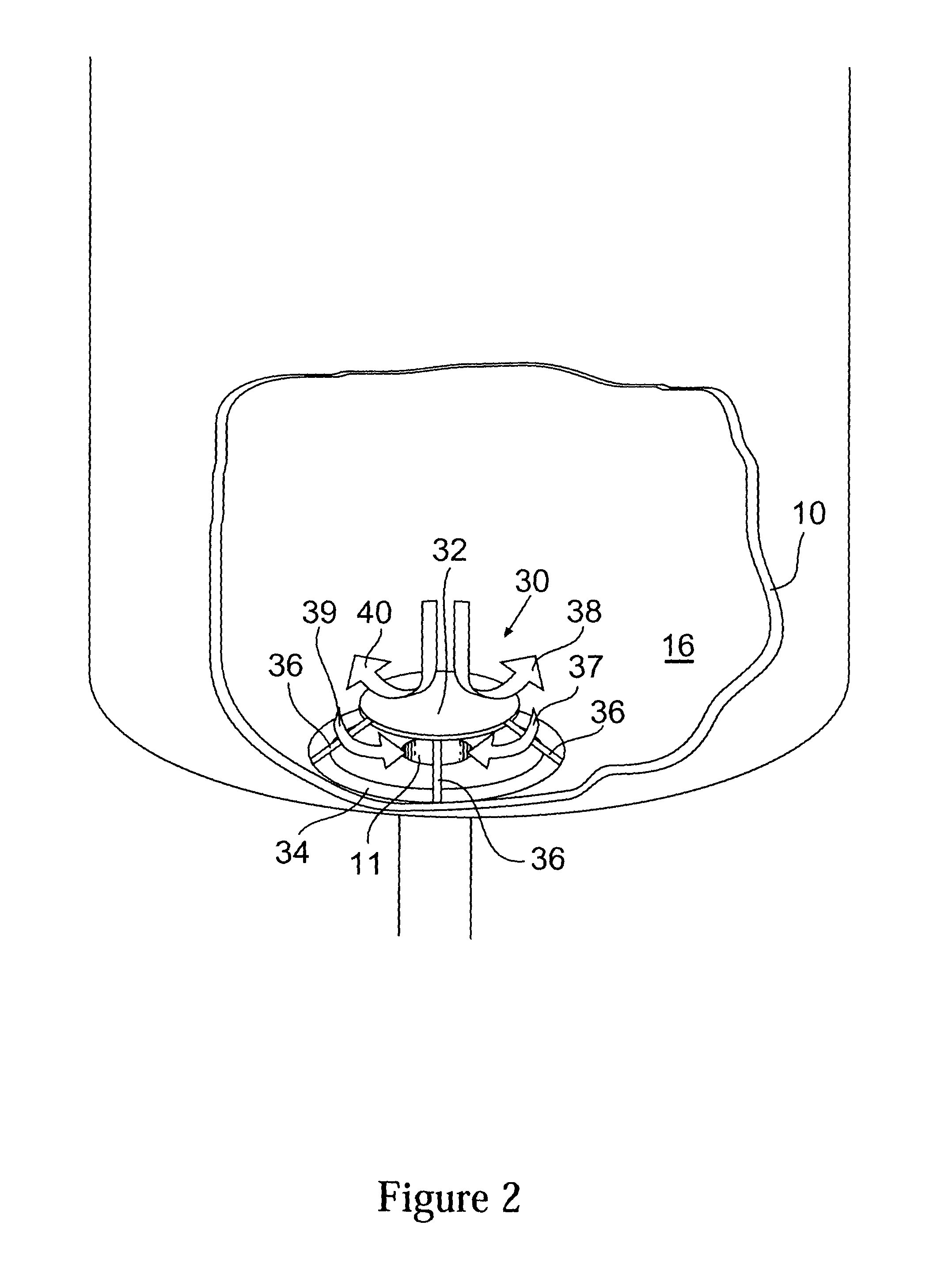 Container having vortex breaker and system