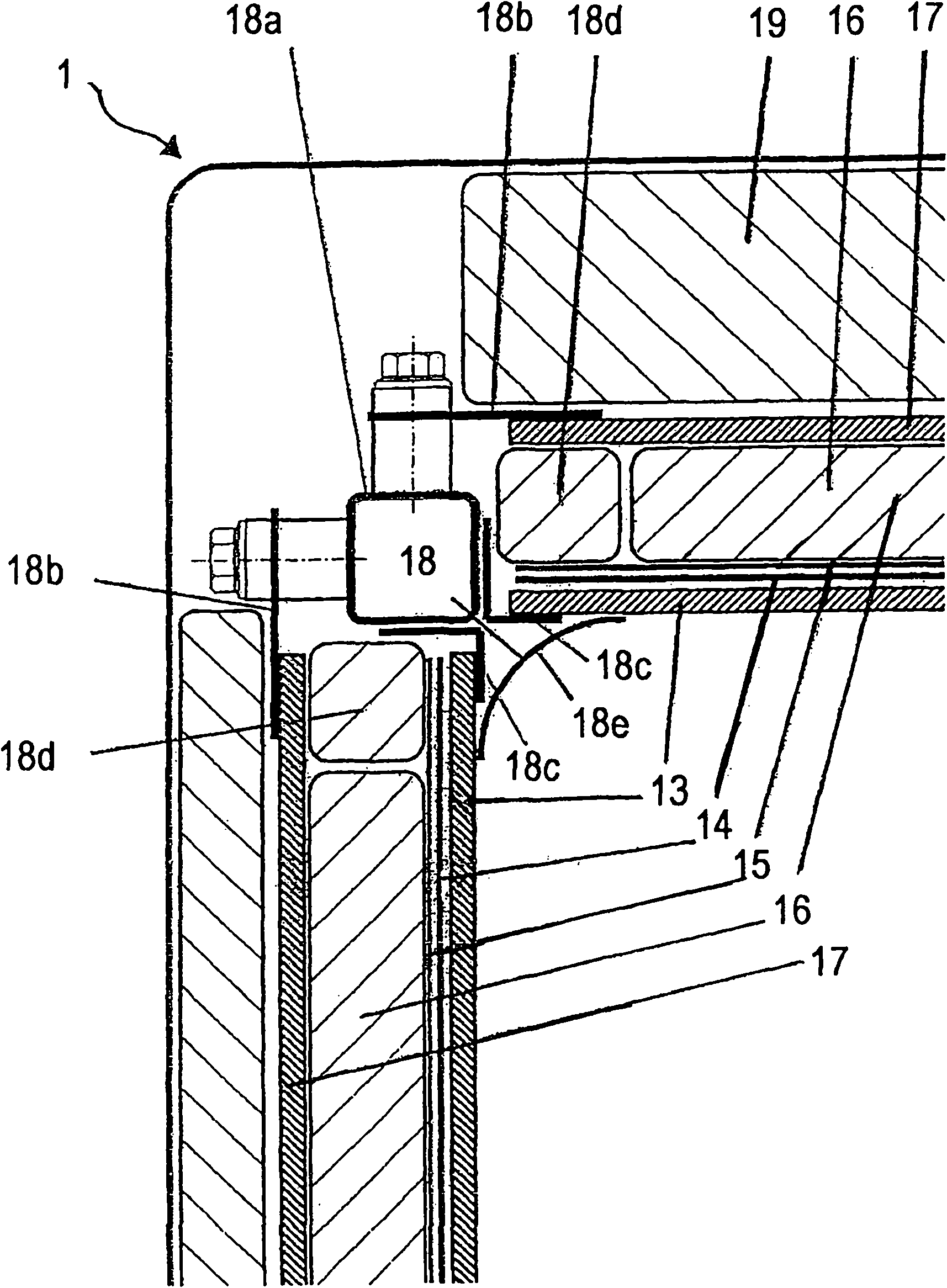 Frame for a device for producing a three-dimensional object, and device having such a frame for producing a three-dimensional object