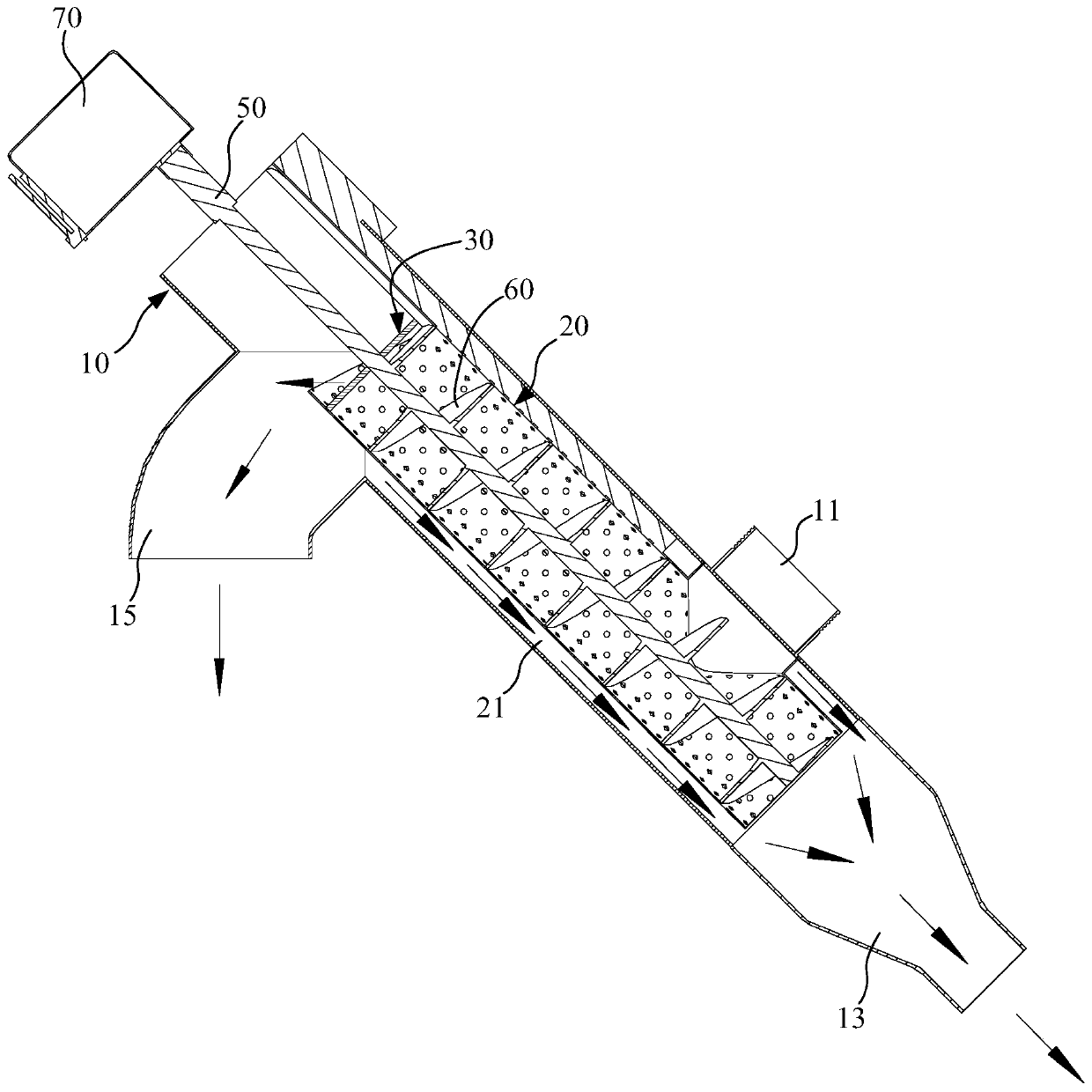 Dish-washing machine slag-water separation device and dish-washing machine