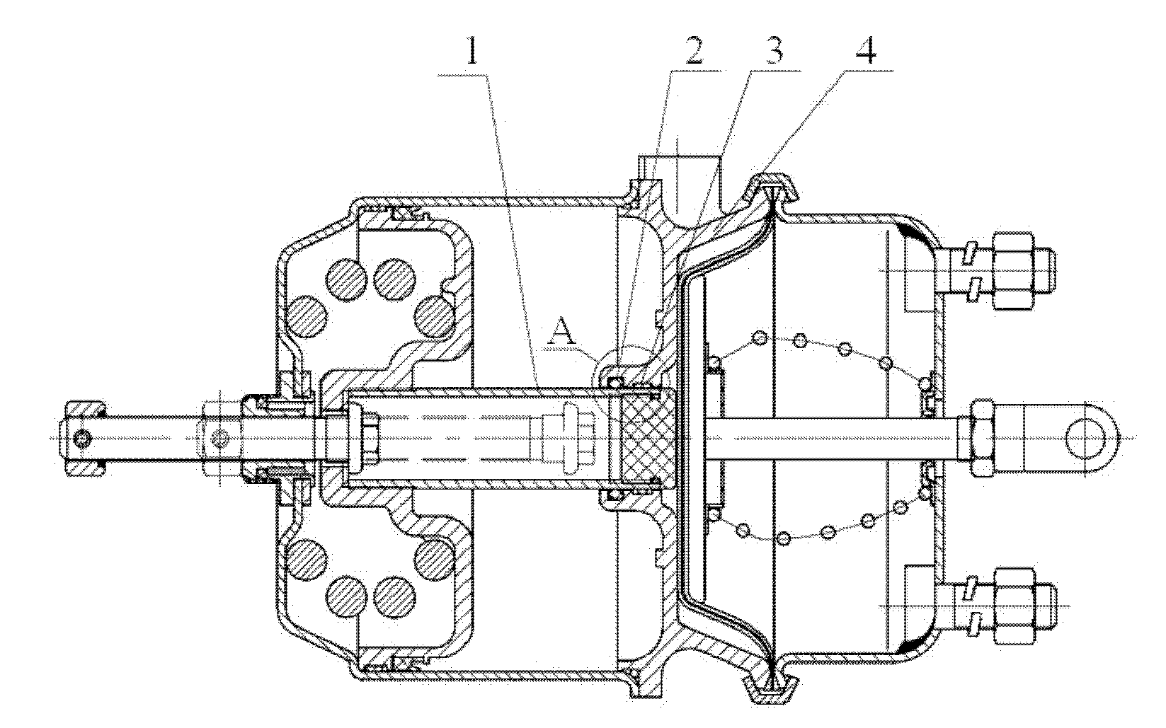 Membrane type spring braking air chamber for braking system of truck