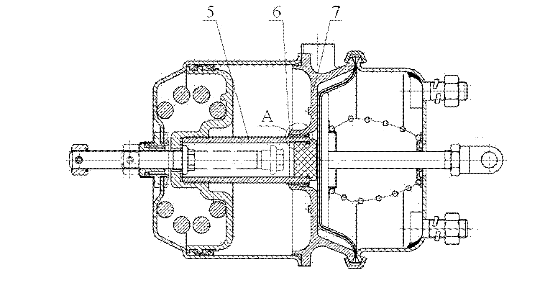 Membrane type spring braking air chamber for braking system of truck